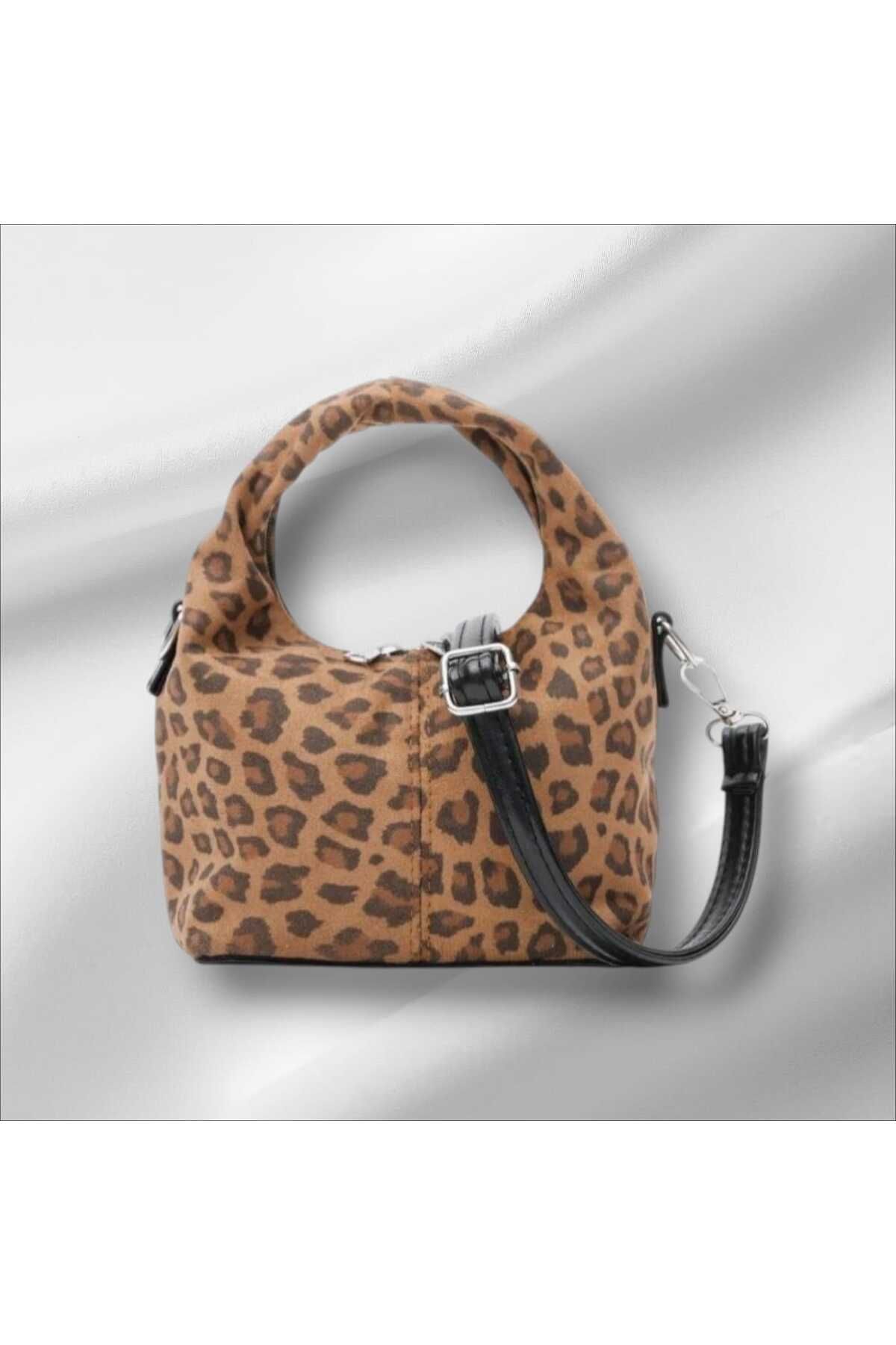 The Vega Bag Süet Leopar Çapraz Çanta