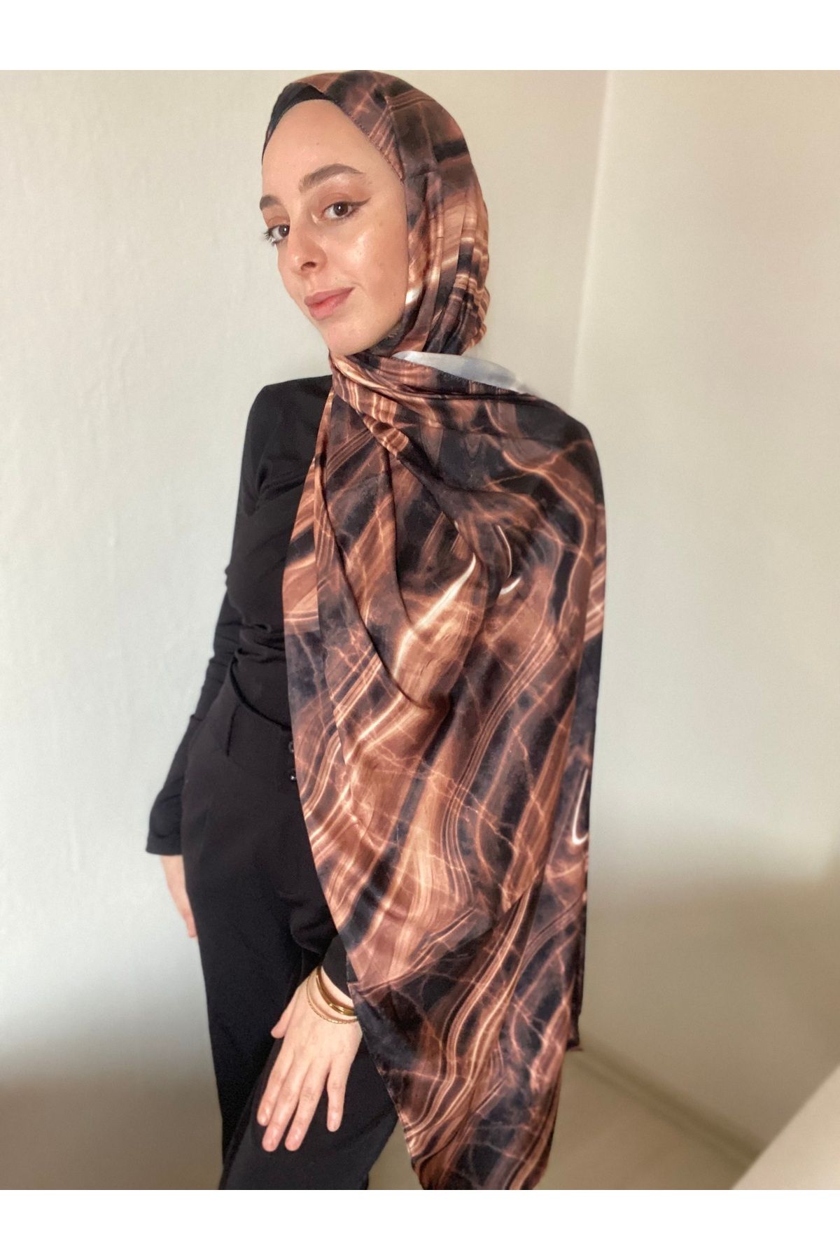 lushal scarfs Mermer desen twill şal