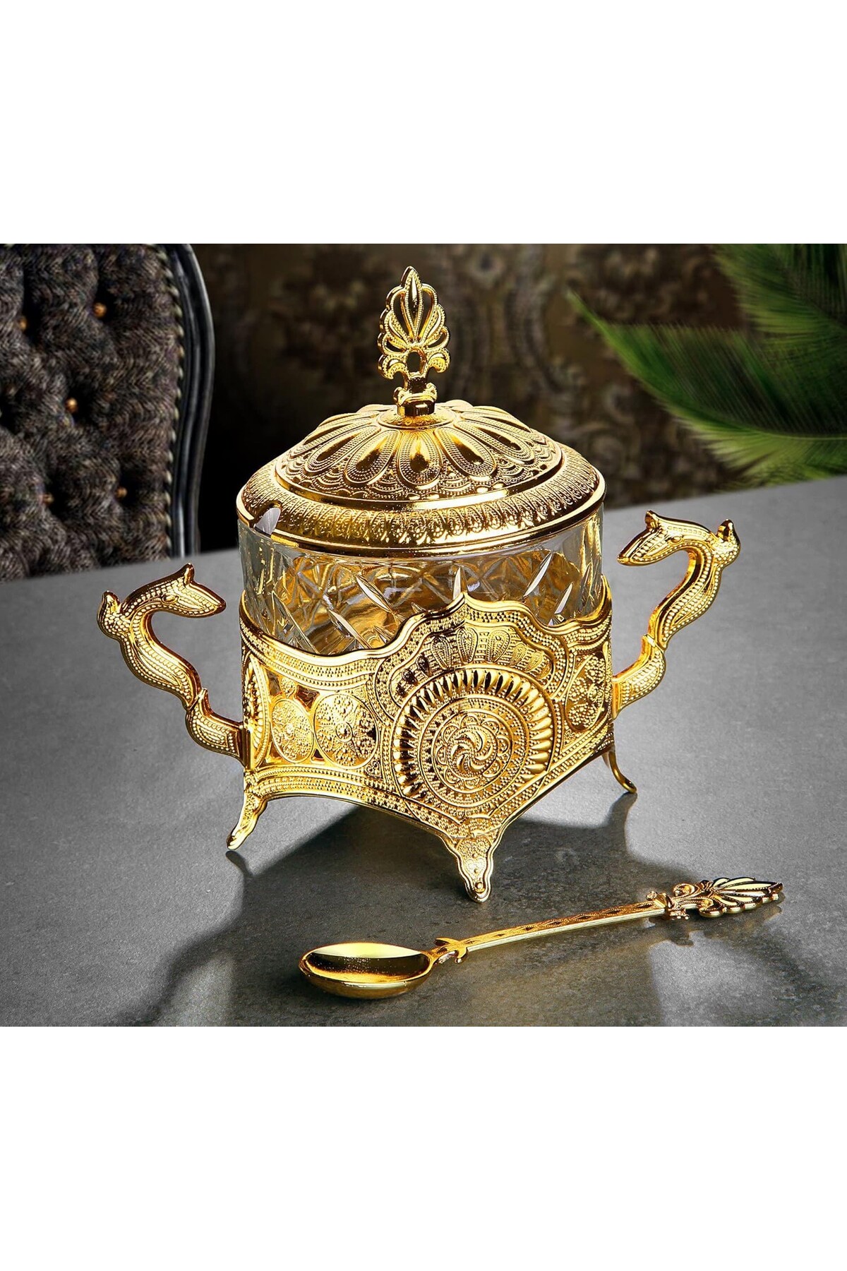 Sugar Bowl with Spoon Glass Sugar Bowl with Lid Cube Sugar Bowl (Including Spoon)