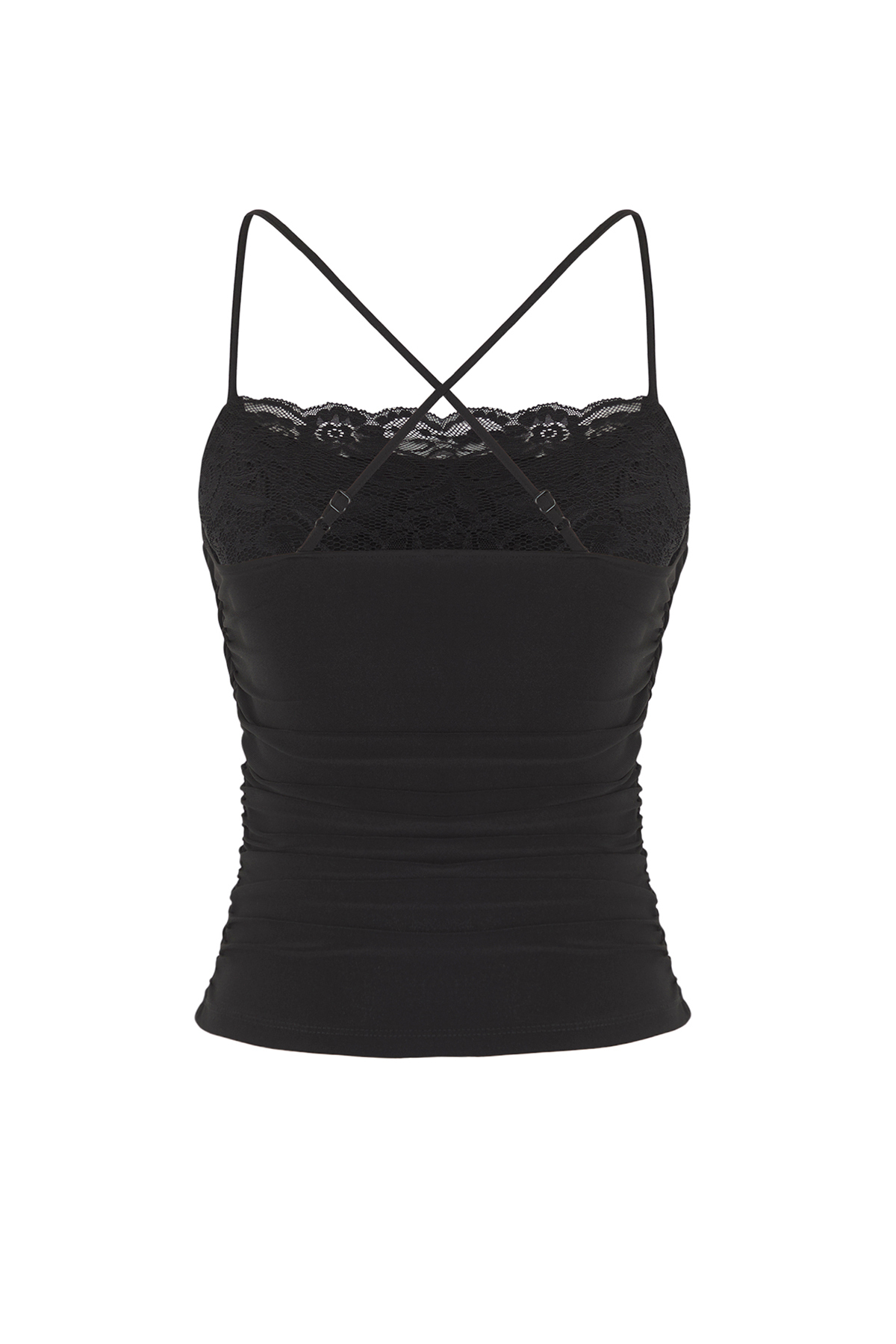 Trendyolmilla  Siyah Degaje Yaka Dantel Detaylı Örme Şık Bluz TPRSS25BZ00043 - Görsel 6