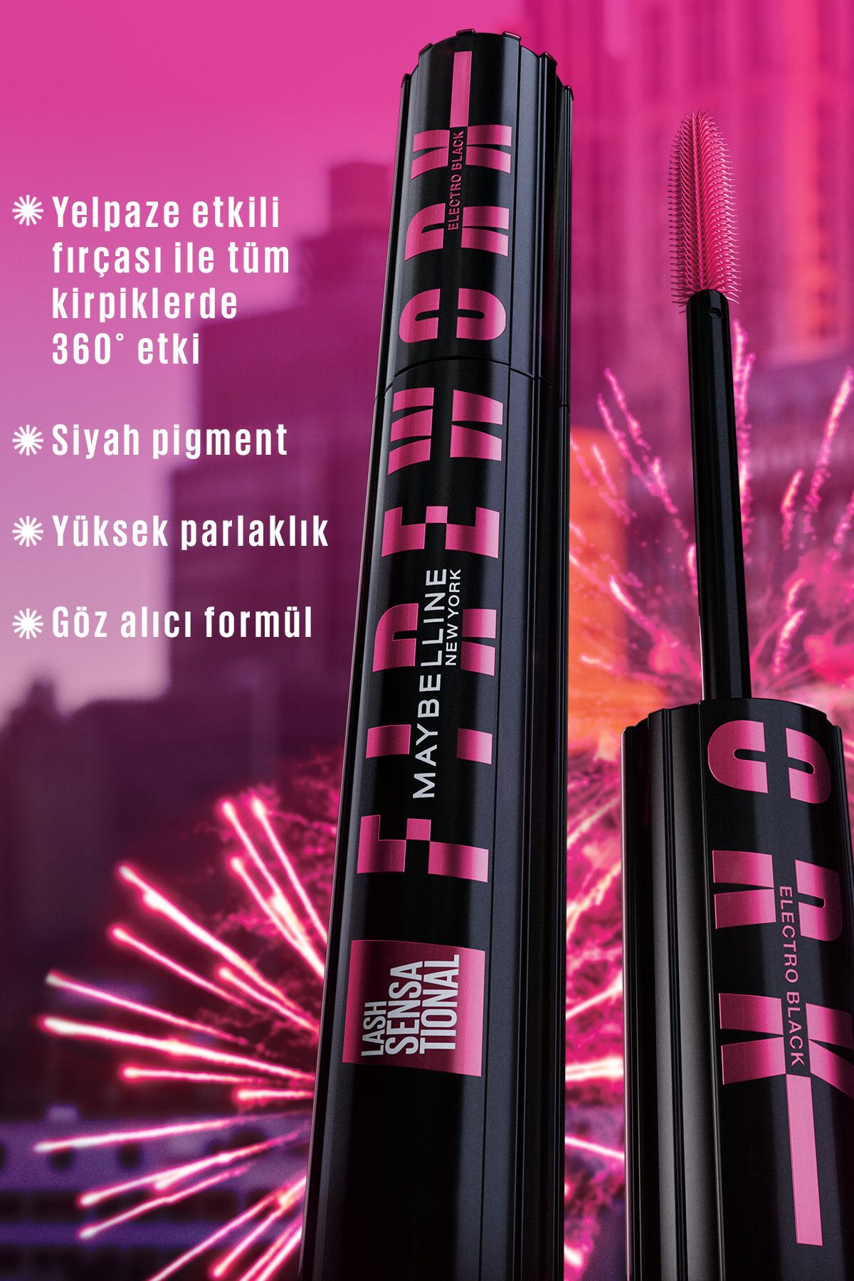 ریمل شلاق حسی آتش بازی الکترو سیاه و سفید Maybelline New York