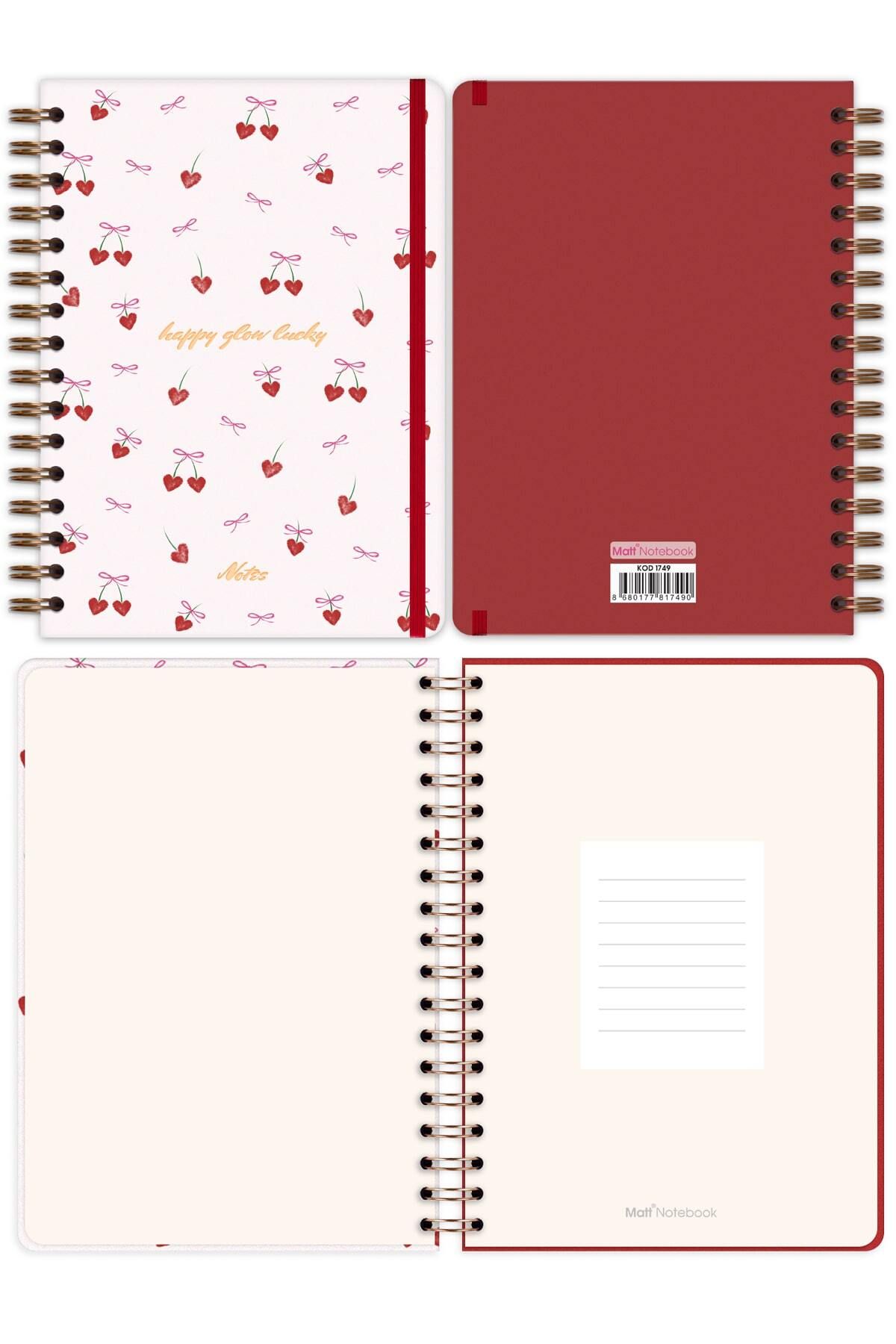 Matt Notebook-دفتر ملاحظات مسطح مقاس A5 مقاس 15 × 21 سم مع حلقة مطاطية، بدون خطوط وبدون تاريخ 6