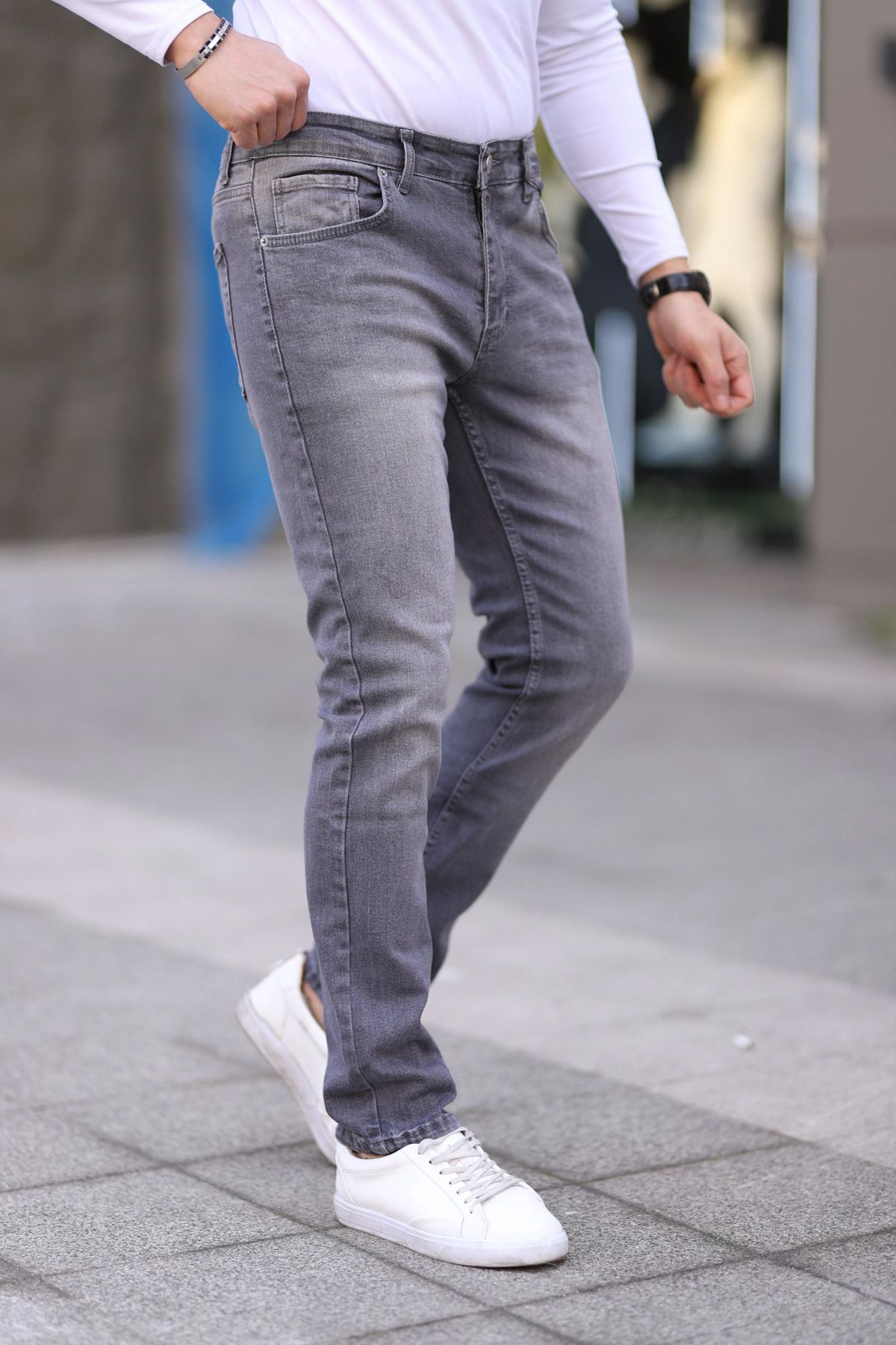 Trendyol Collection Szare, Elastyczne Spodnie Jeansowe O Regularnym Kroju Mężczyzna - 30