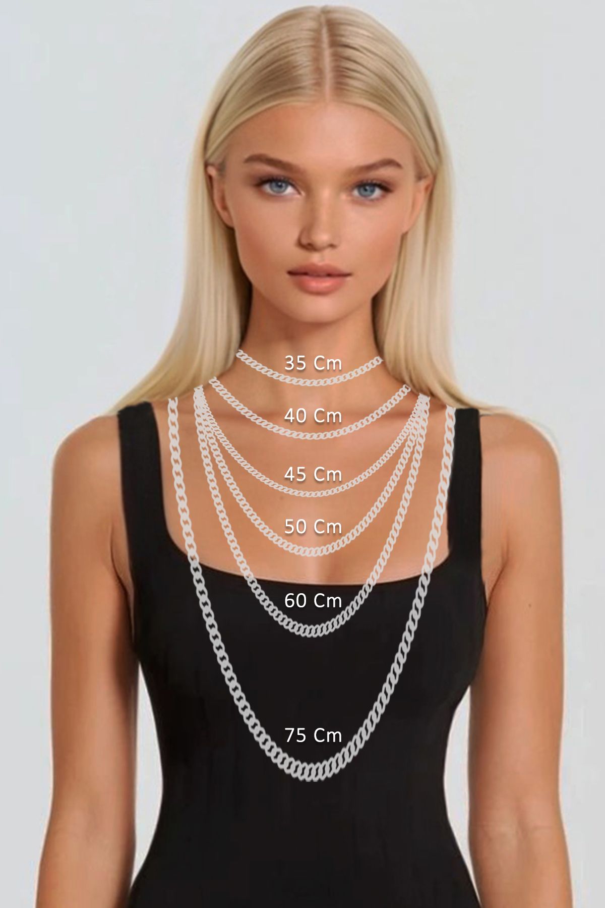 Trend Alaçatı Stili-Women's Gold Asymmetrical Stone and Enamel Stone Necklace Alc-X13810 4