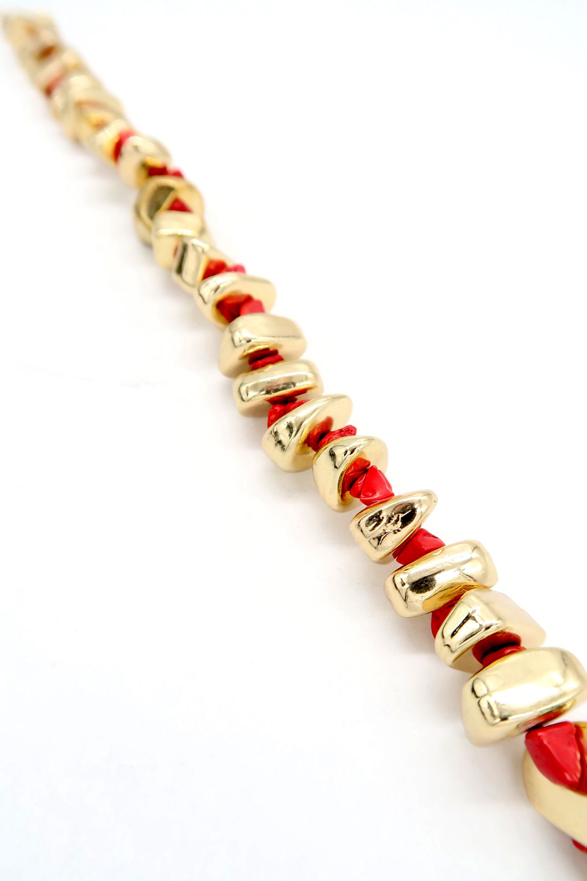 Trend Alaçatı Stili-Women's Gold Asymmetrical Stone and Enamel Stone Necklace Alc-X13810 2