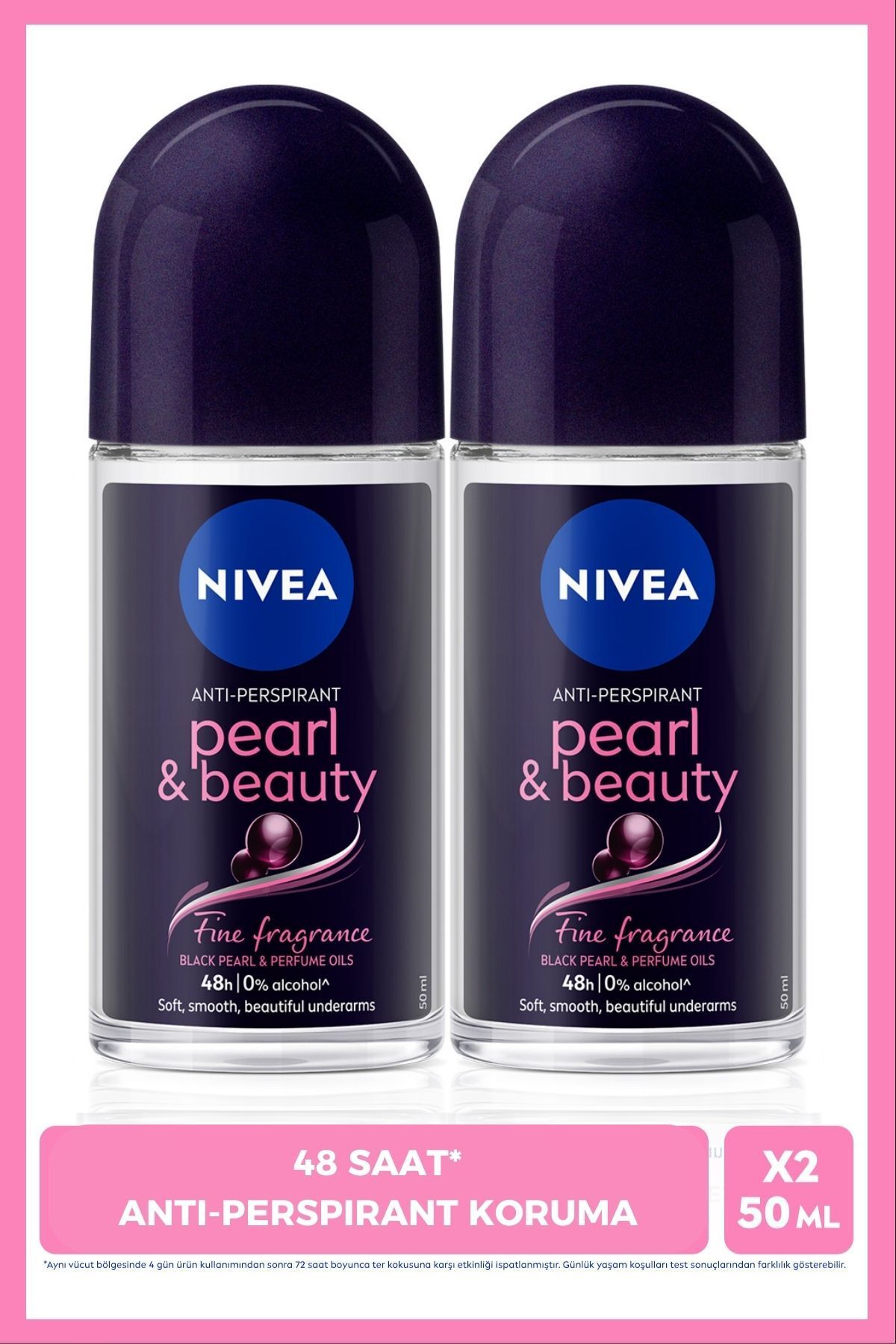 دئودورانت زنانه پرل و بیوتی فاین 50 میلی لیتری، 48 ساعت محافظ ضد تعریق، X2 Pieces NIVEA