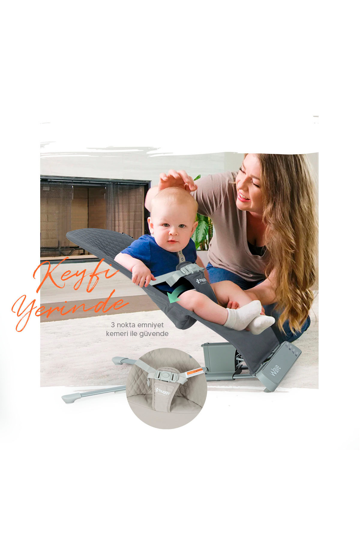 Huggy Wave Sallanabilir Müzikli Titreşimli Ana Kucağı Mint Yeşili fotoğrafı 7 (önizleme)