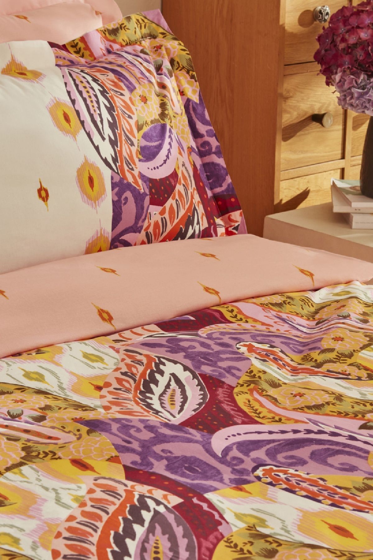 Karaca Home-Ruiz Fuchsia Double 100% Cotton Bedding Set 3