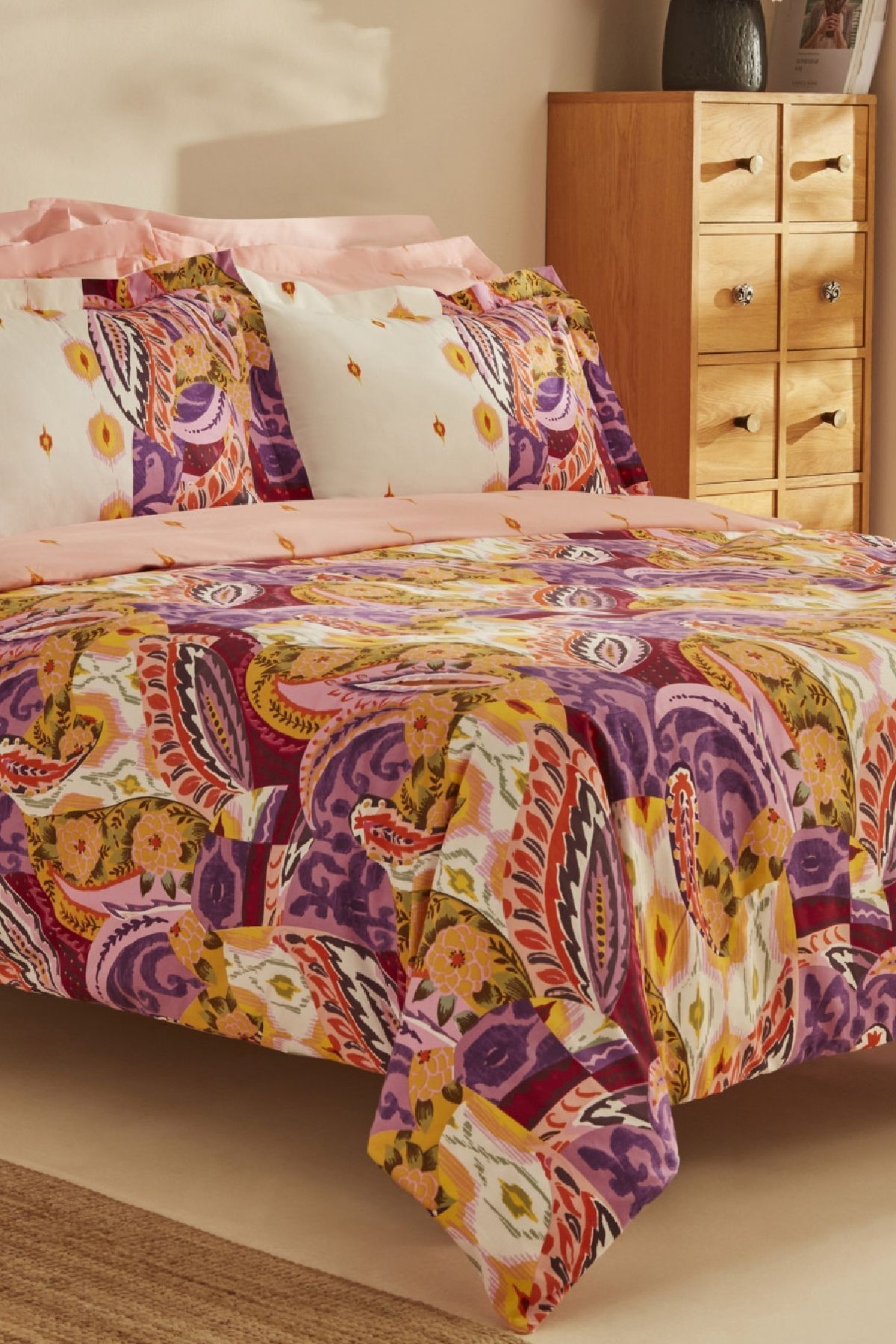 Karaca Home-Ruiz Fuchsia Double 100% Cotton Bedding Set 2