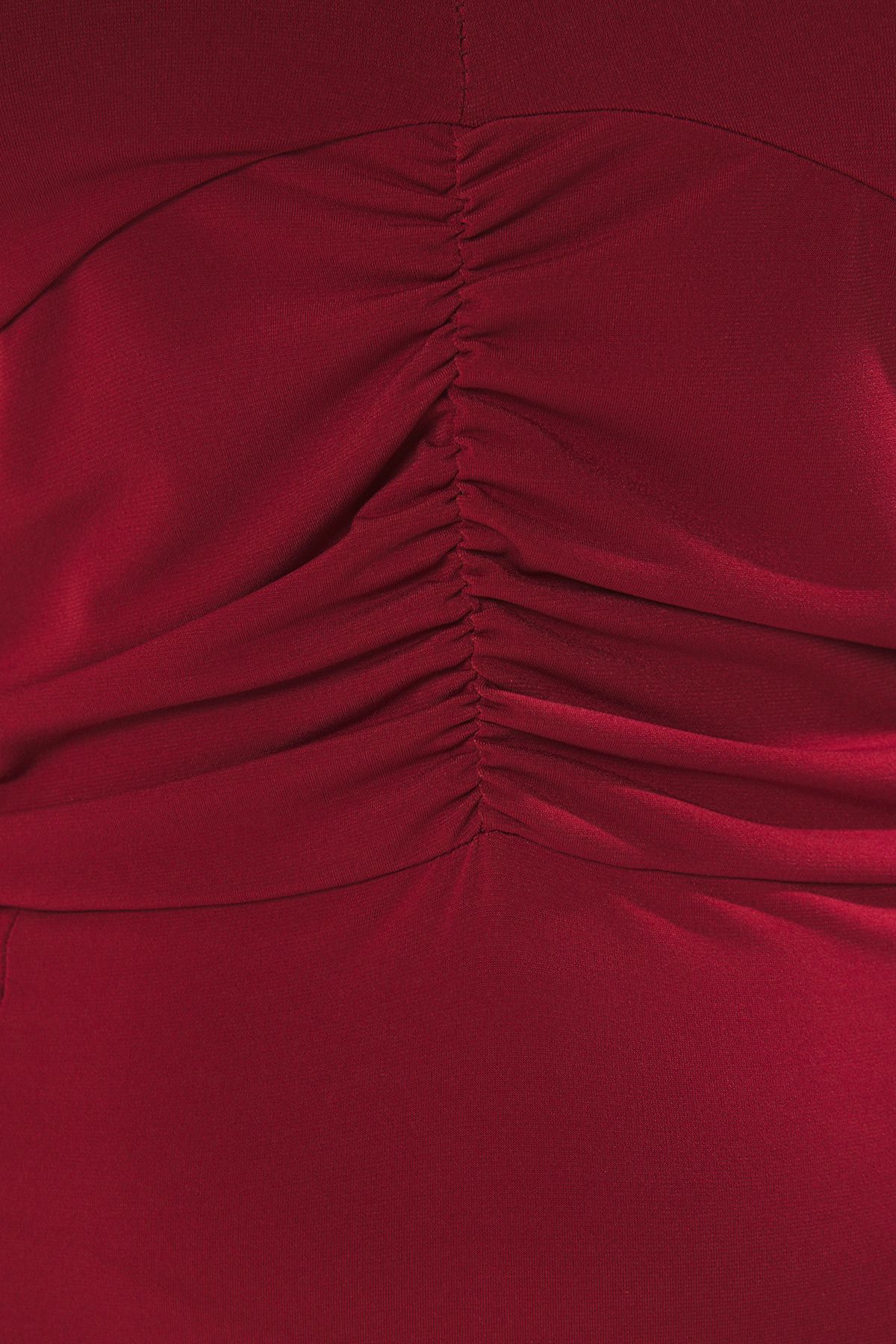 Trendyol Curve-Rochie tricotată în formă de A cu șalter burgundy TBBSS25AH00177 3