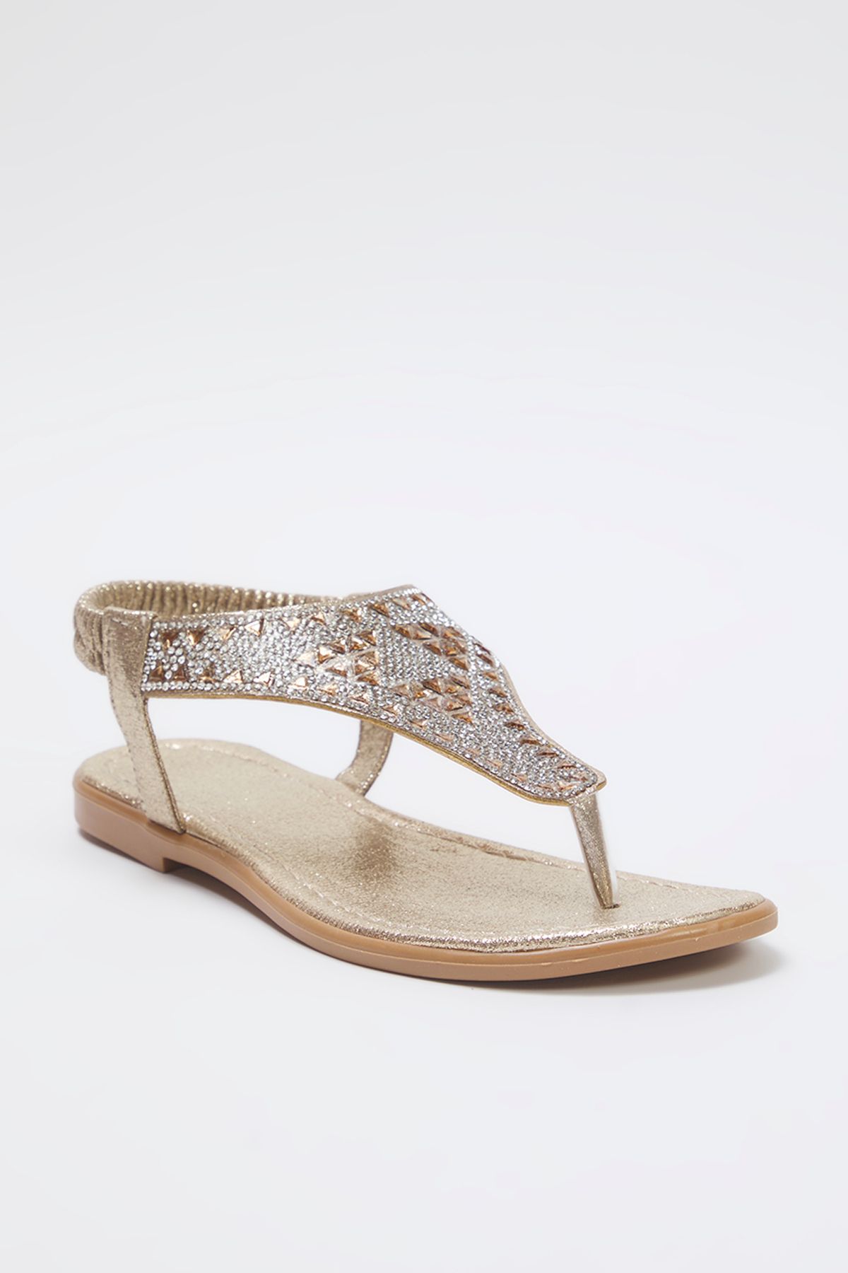TRENDYOL SHOES Sandale Elegante Pentru Femei, Aurii, Argintii, Cu Detalii De Piatră Femeie - 37