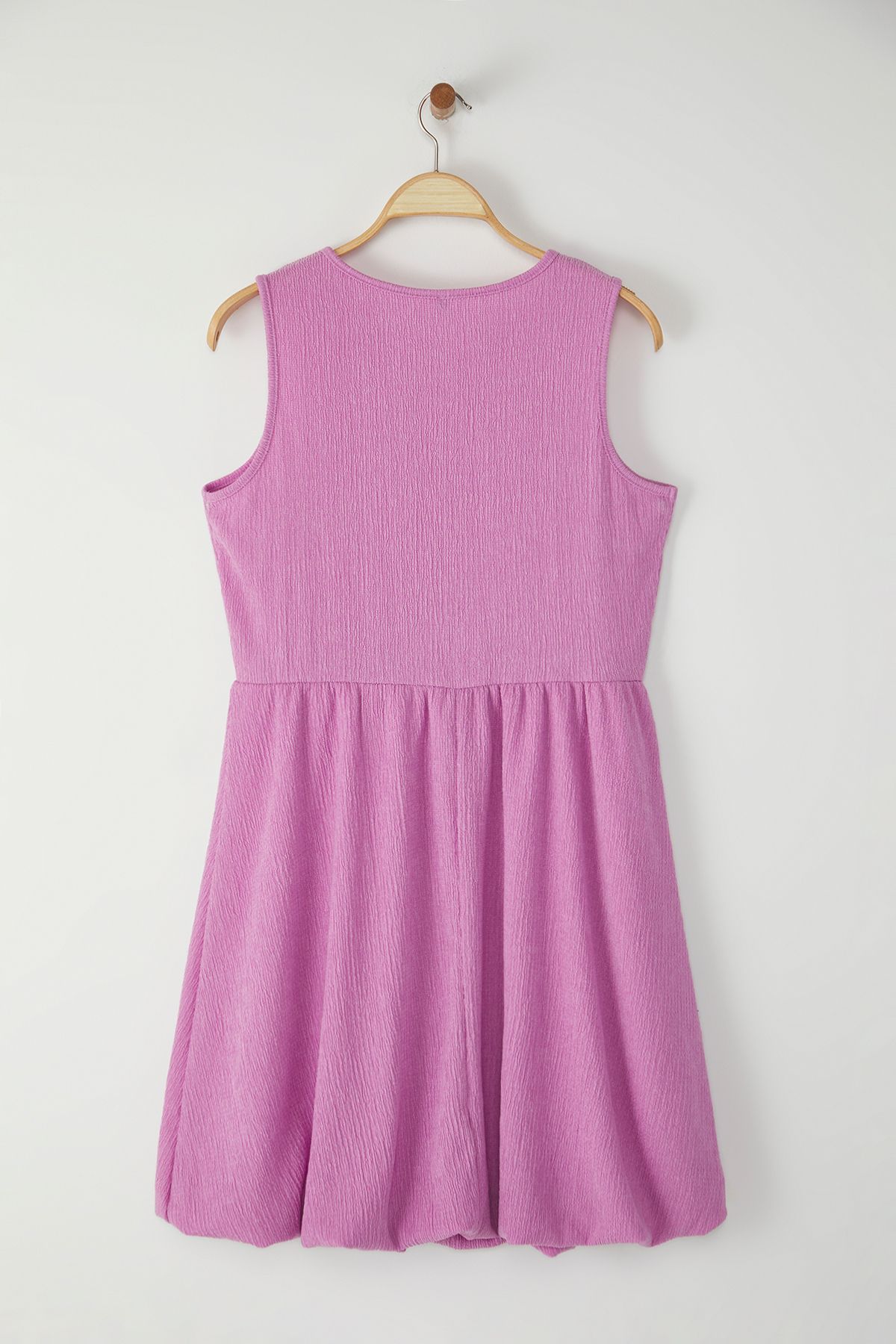Trendyol Curve-Dusty Rose Round Neck Balloon Skirt, Textured Plus Size Dress Tbbss25Ah00173 8