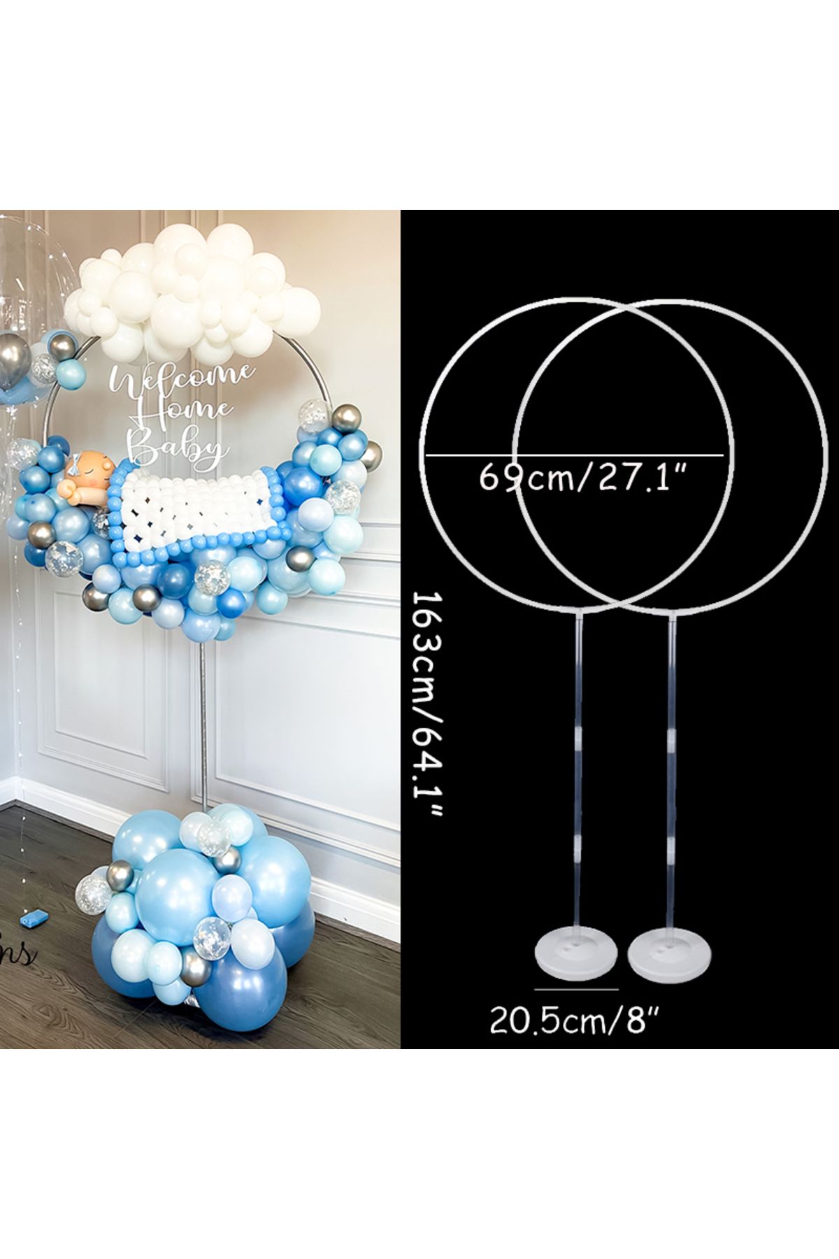 Choice-as photo 2set round stand 1/2set Adjustable Balloon Stand Metal Balloon Column Stand With Bases Ball 1