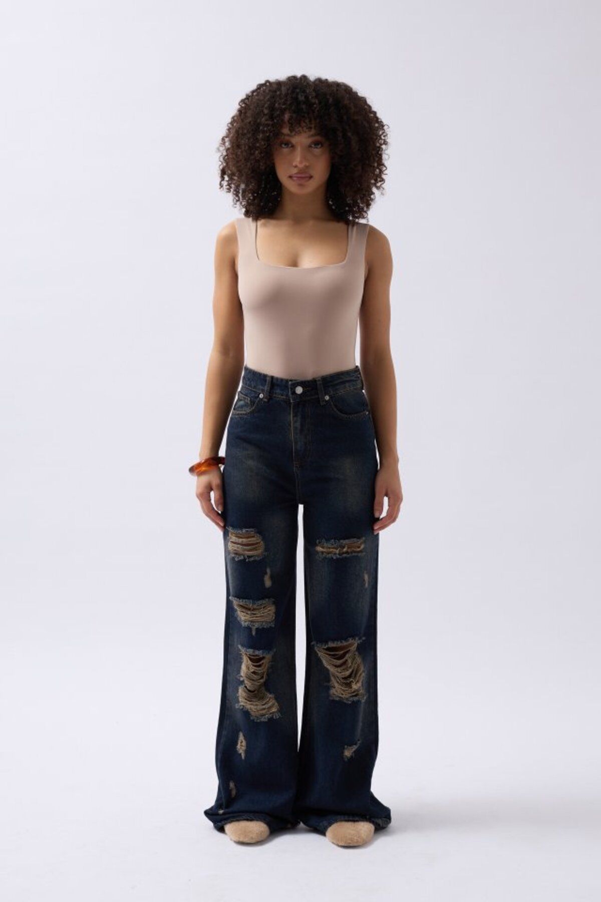 novafems Lazer Kesim Wide Leg Yüksek Bel Jean