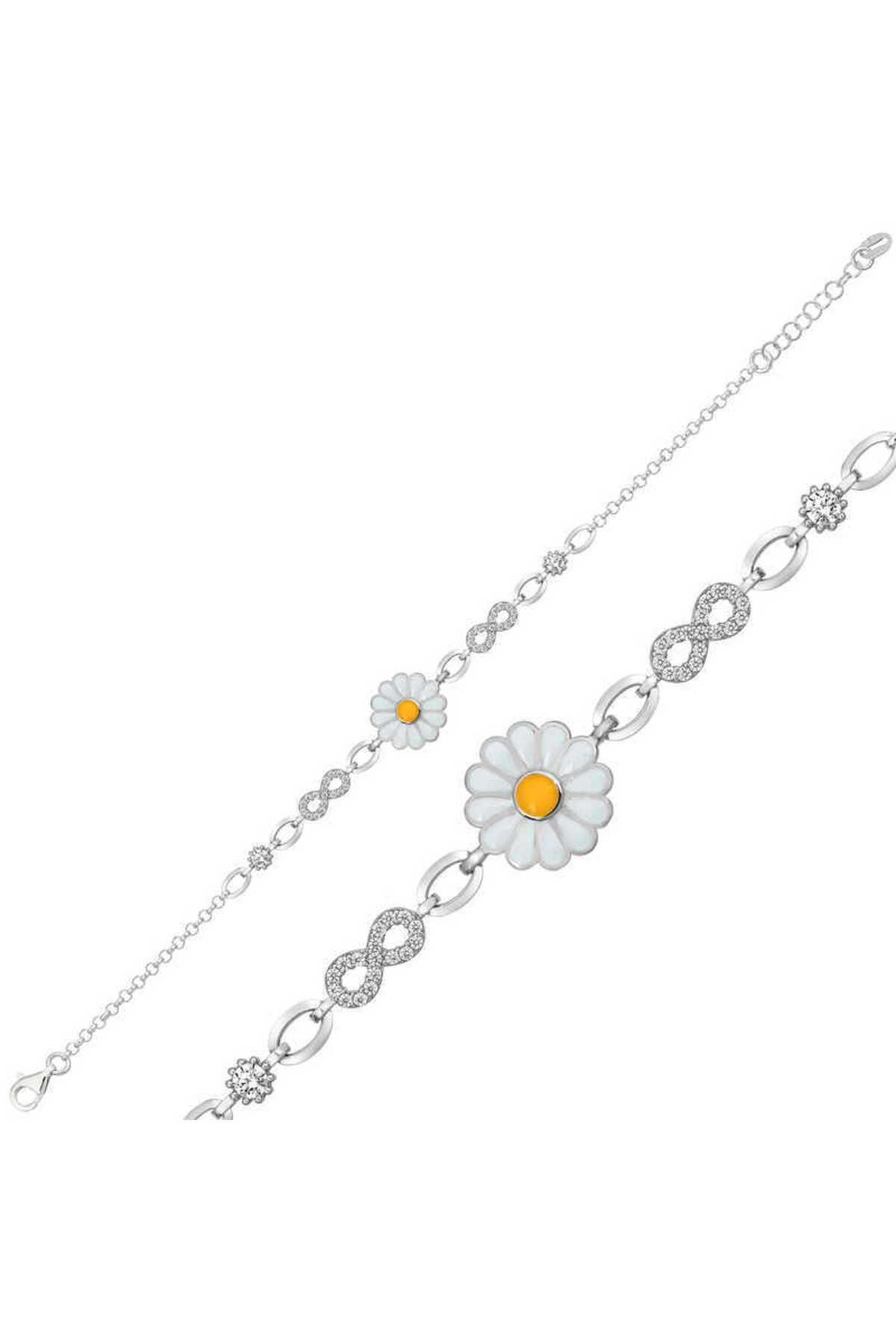 BAZAARİO 925 Ayar Gümüş Papatya Bileklik