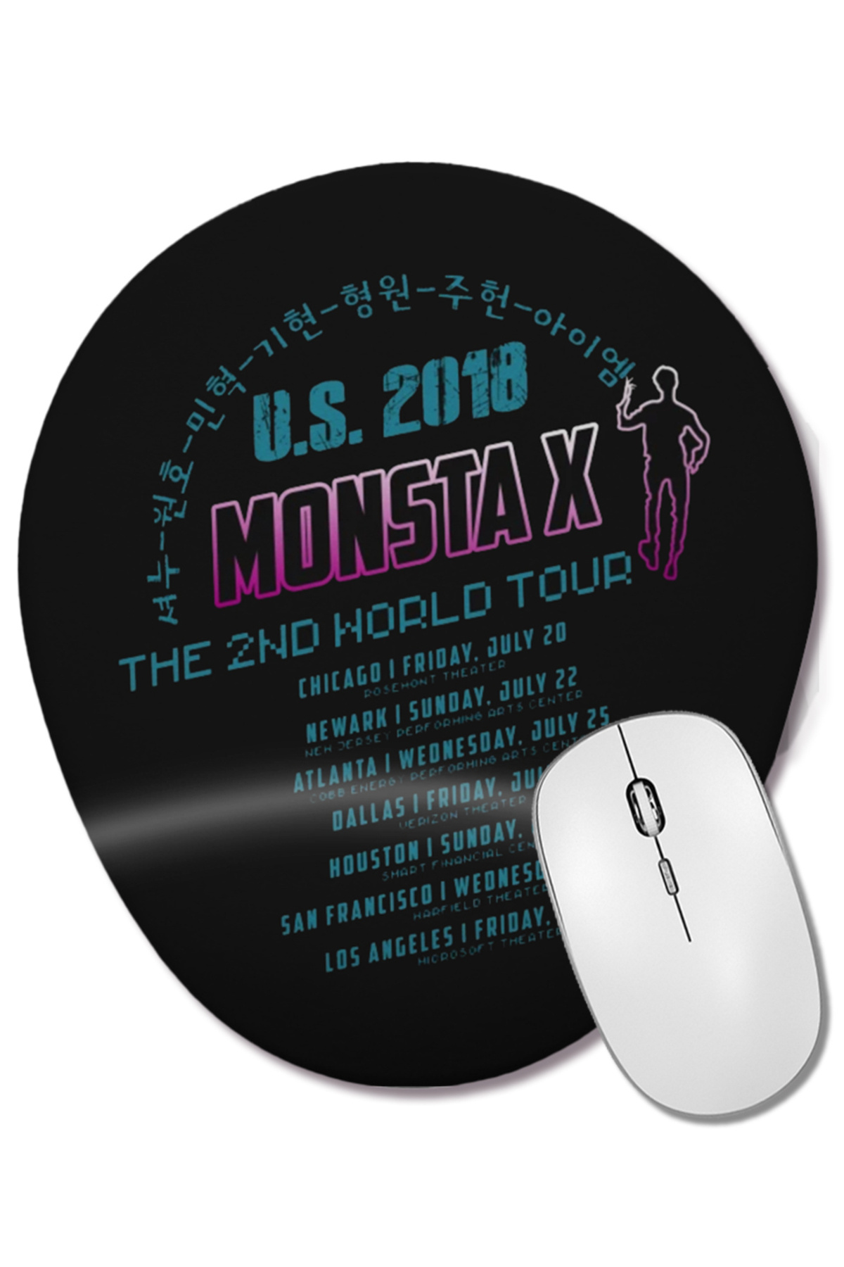 BASKI DÜNYASI-Monsta X U S 2018 the 2Nd World Tour Oval Mouse Pad with Wrist Rest 1