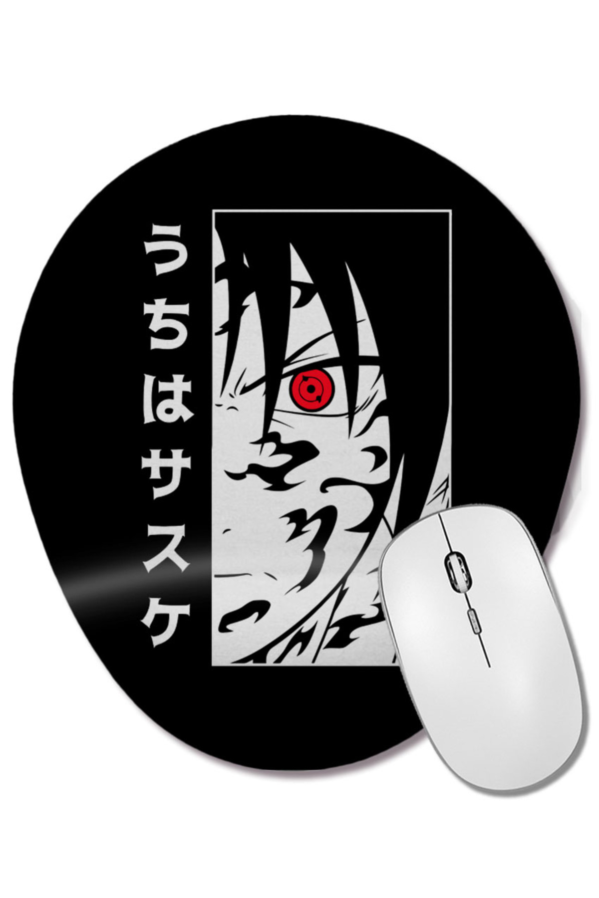 BASKI DÜNYASI-Uchiha Sasuke Naruto Oval Mouse Pad with Wrist Support 1