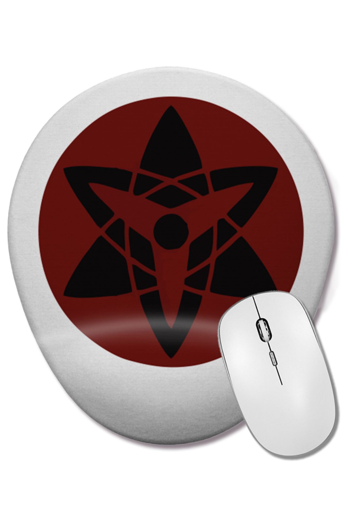 BASKI DÜNYASI-Mangekyou Sharingan Sasuke Oval Mouse Pad with Wrist Support 1
