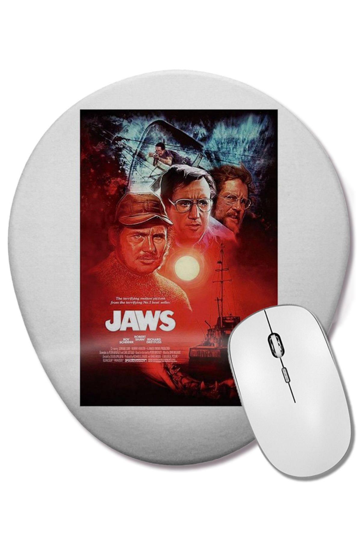 BASKI DÜNYASI-Jaws Oval Mouse Pad with Wrist Support 1