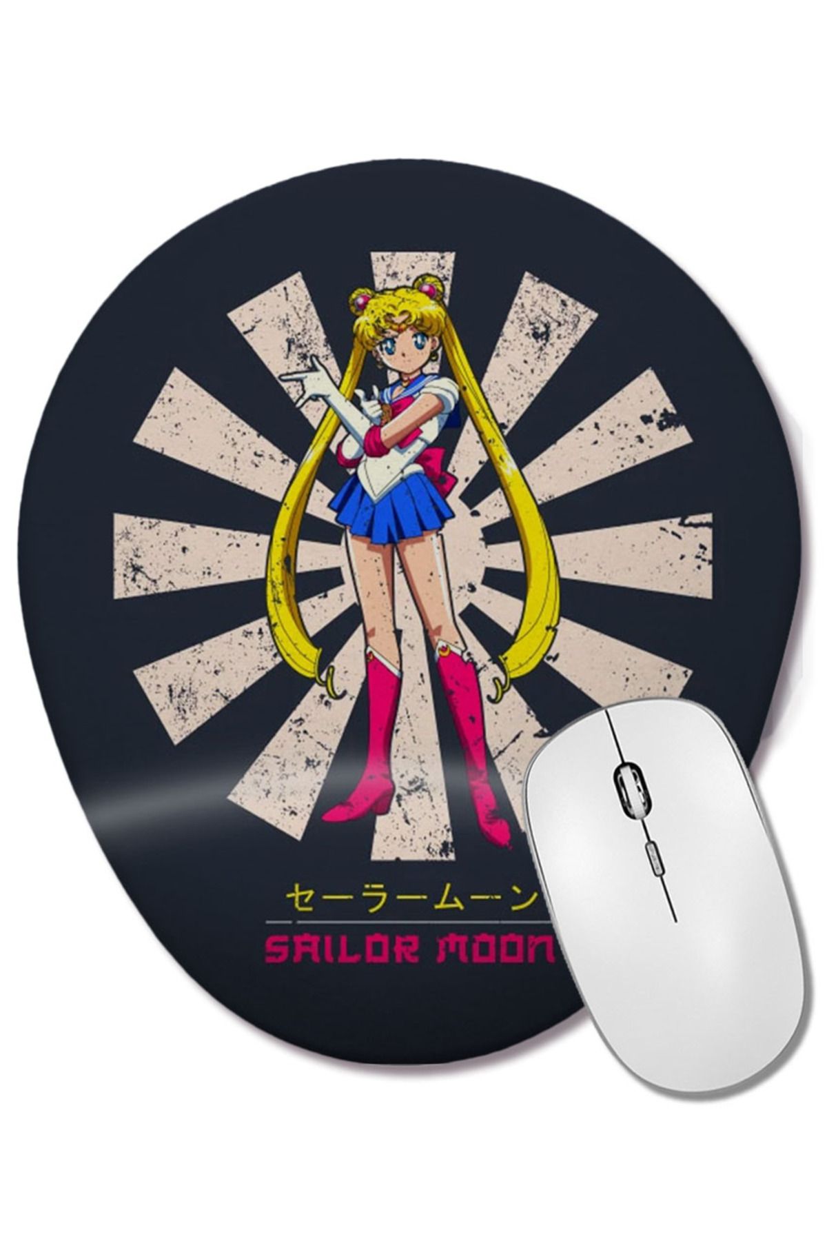 BASKI DÜNYASI-Sailor Moon Retro Japanese Oval Mouse Pad with Wrist Support 1