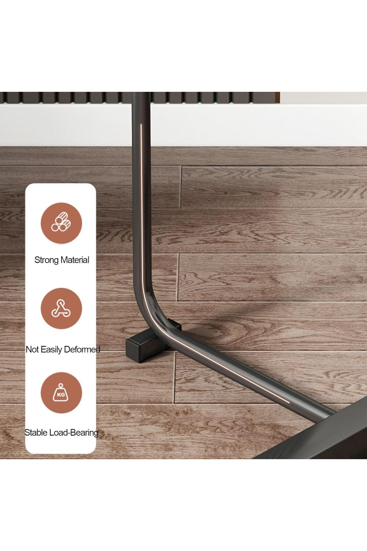 طاولة قهوة عصرية | طاولة جانبية علي شكل حرف سي سطح خشبي  وارجل معدنية باللون الأسود 60x45x30 سم