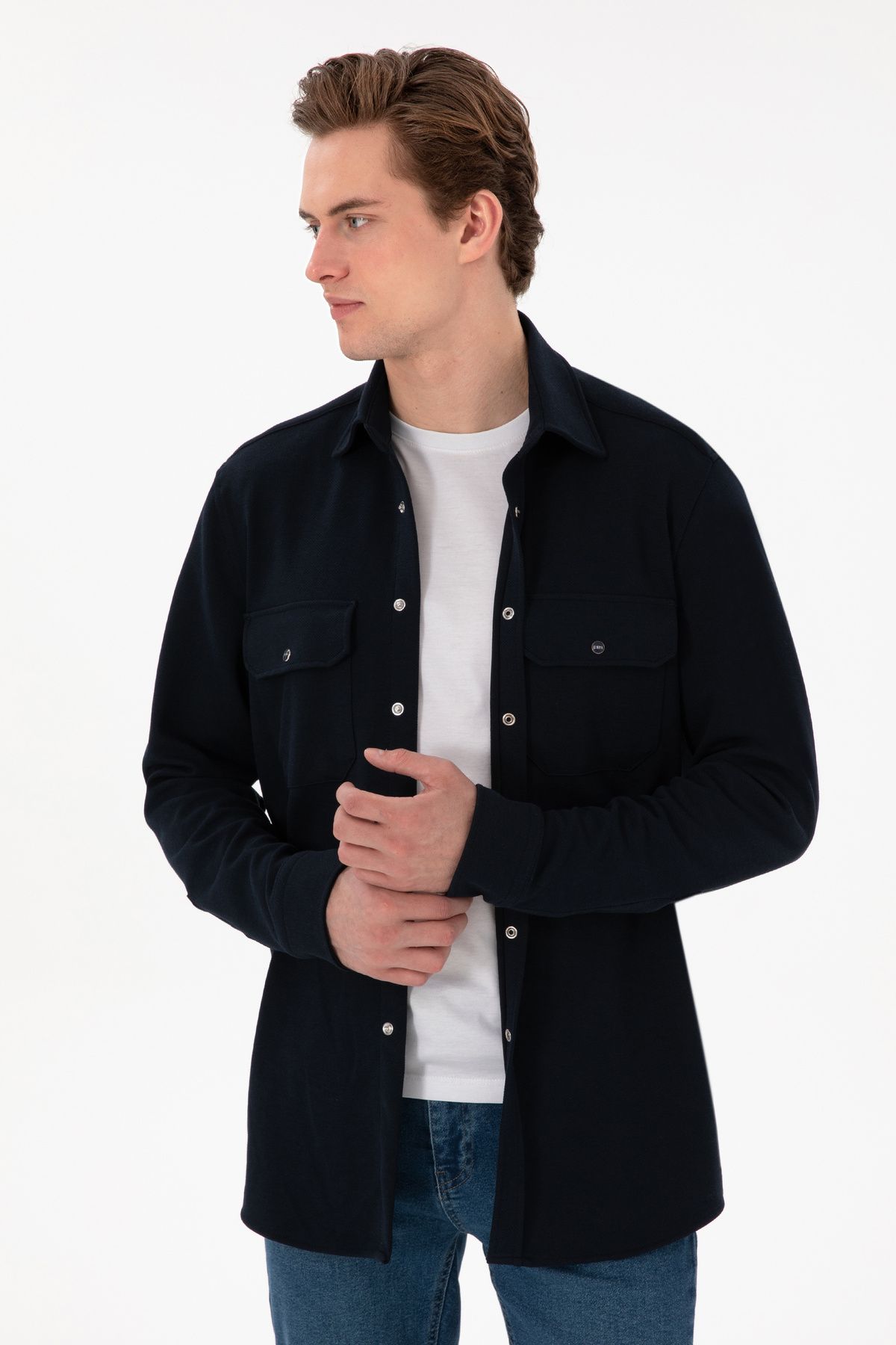 پیراهن بافتنی آبی سرمه ای مردانه 50305605-VR033 U.S. Polo Assn.