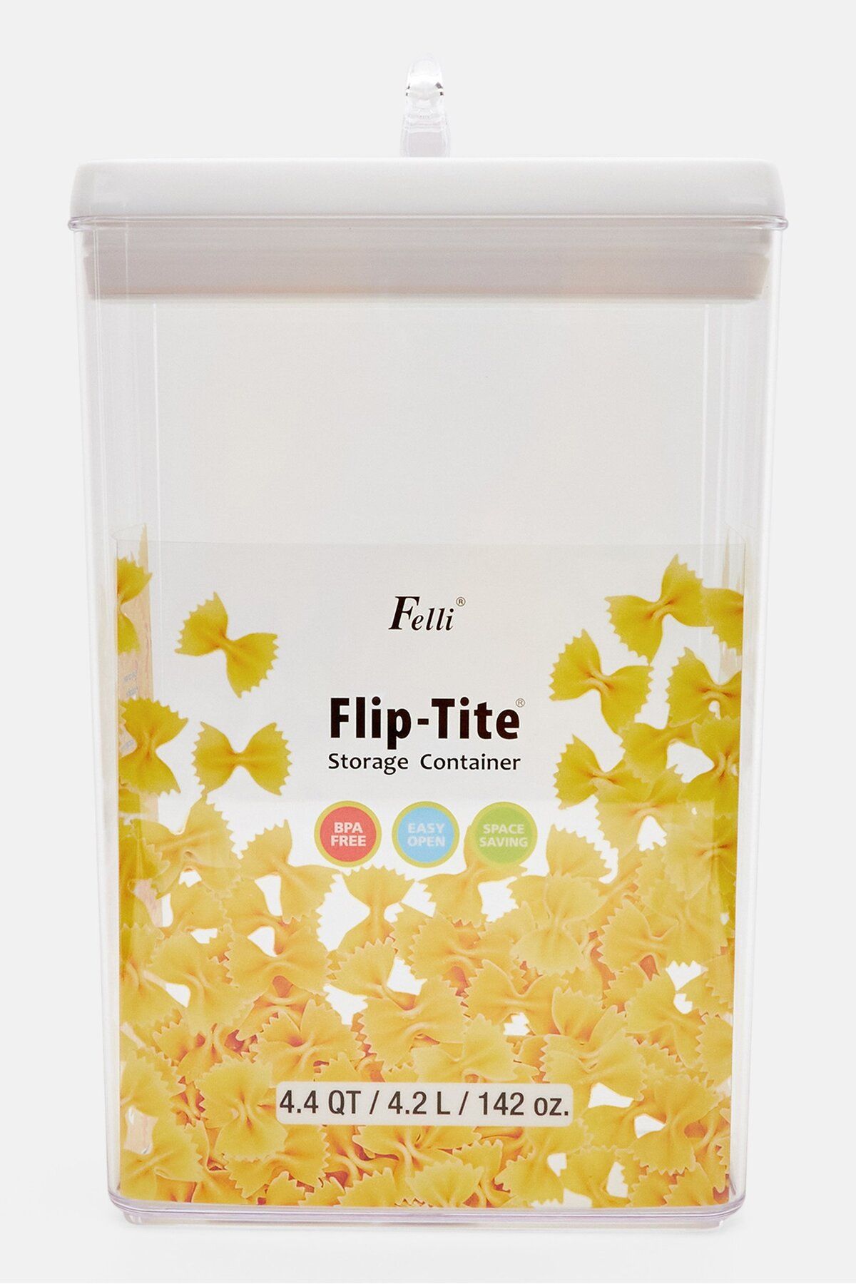 Felli-Rectangle Flip Tite Storage Container 4200ml, Transparent/white 1