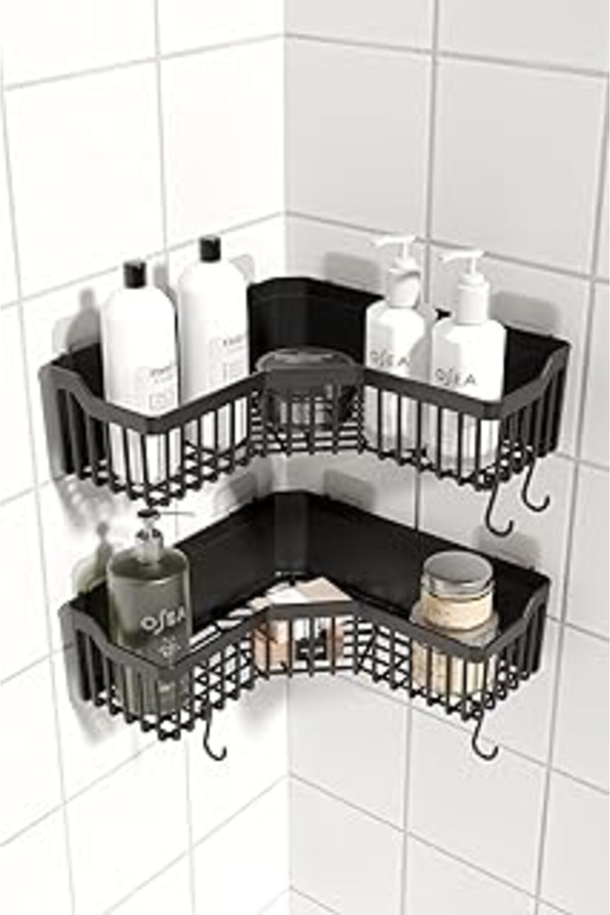 Qedii Sas Haus Yapışkanlı Banyo Rafı 2'Li Banyo Düzenleyici, Duş Rafı Organizer Şampuanlık, Plastik