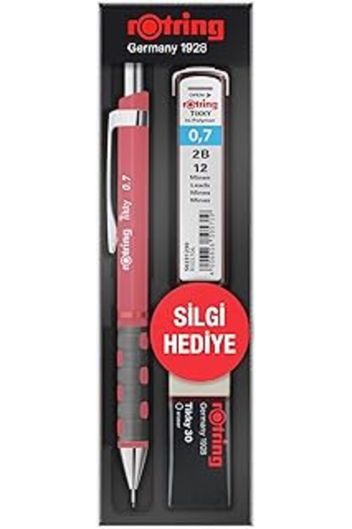 Mu Art Ahşap Rotring Tikky Min Silgi 3'Lü Okul Seti- 0.7 Gül Kurusu