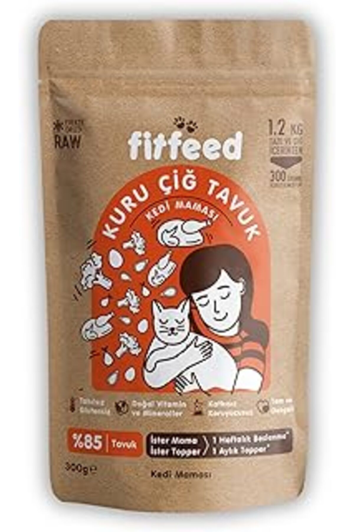 Mu Art Fitfeed Freeze-Dried Kuru Çiğ Maması -%85 Tavuk - 300G