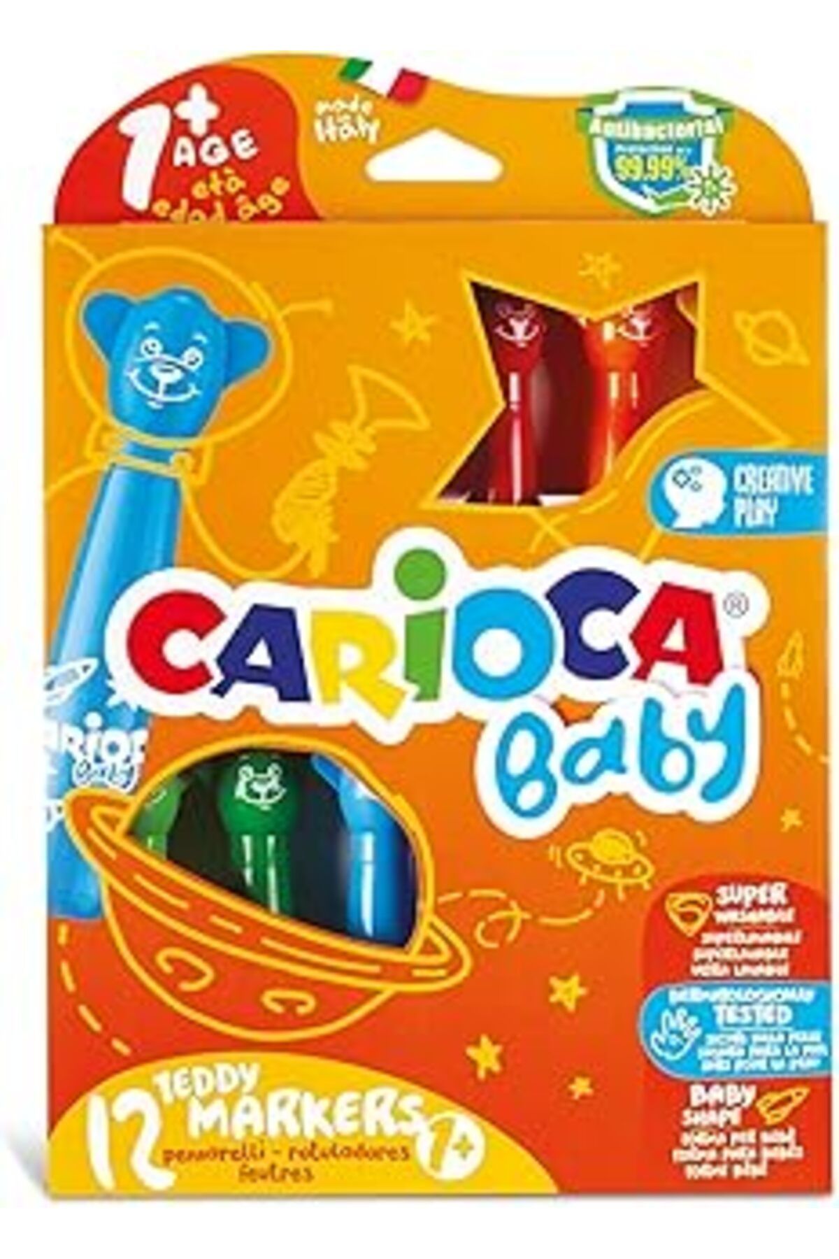 NETWORK ART Carioca Teddy Jumbo Bebek Yıkanabilir Keçeli Boya Kalemi, 12'Li