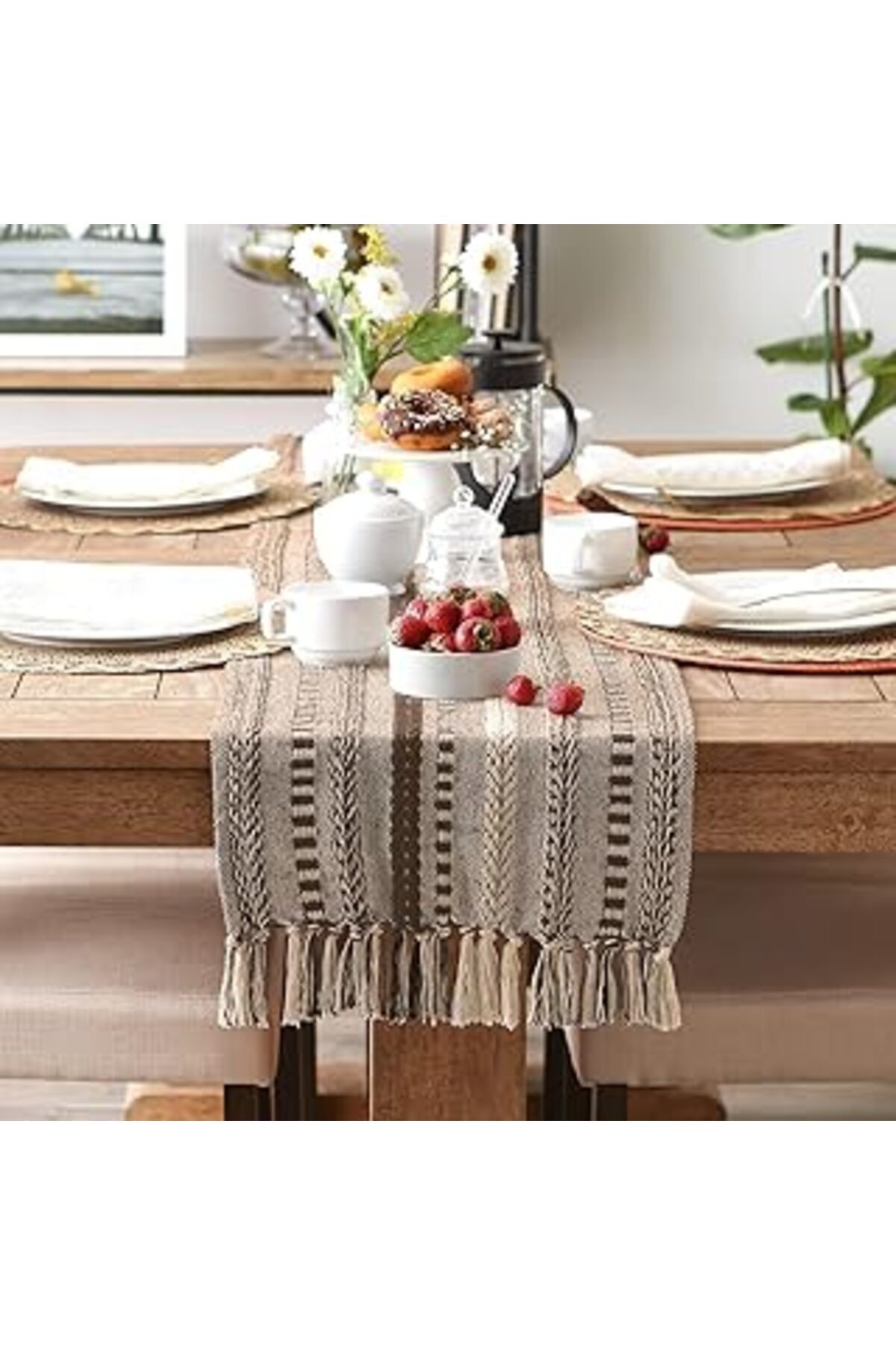Karachil Neula | %100 Pamuk Örme Runner 40 X 110 Cm (Koyu Kahve)