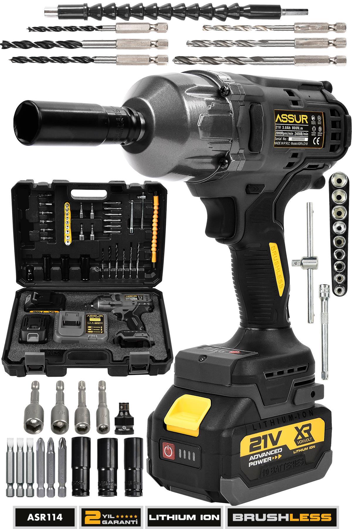ASSUR 21v Çift Akülü Şarjlı Matkap 800 nm Torklu Somun Sıkma Sökme