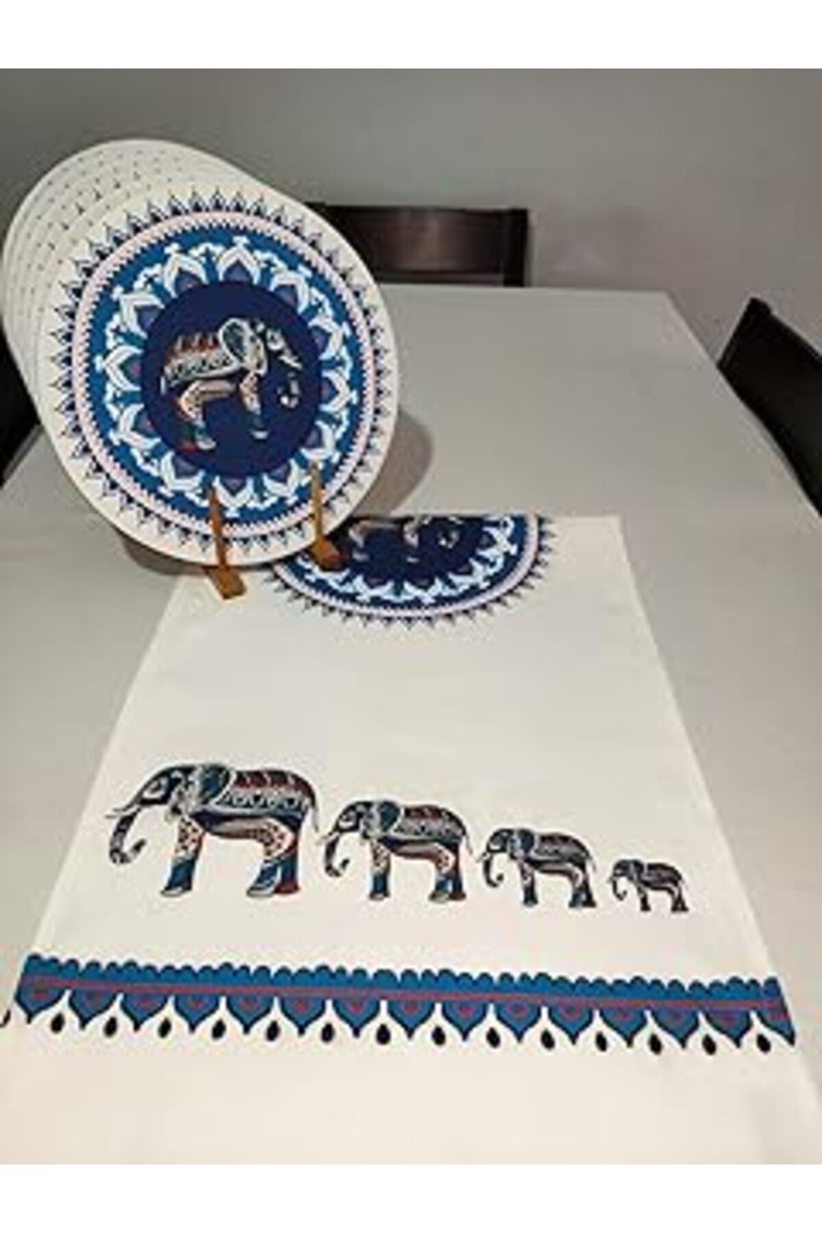 TBSProjects Viemso Etnik Fil Desenli Runner, 6'Lı Supla Set