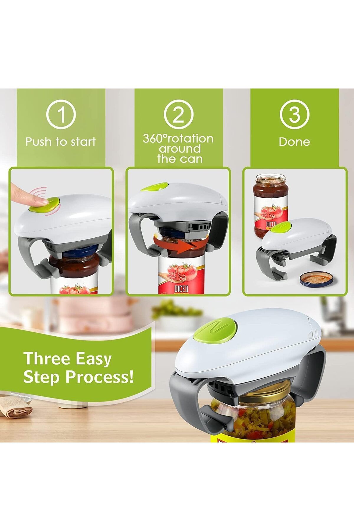 COOYA-Electric Bottle Opener, Battery Operated Can Jar Opener, Strong Tough and Easy, for Weak Strength 2