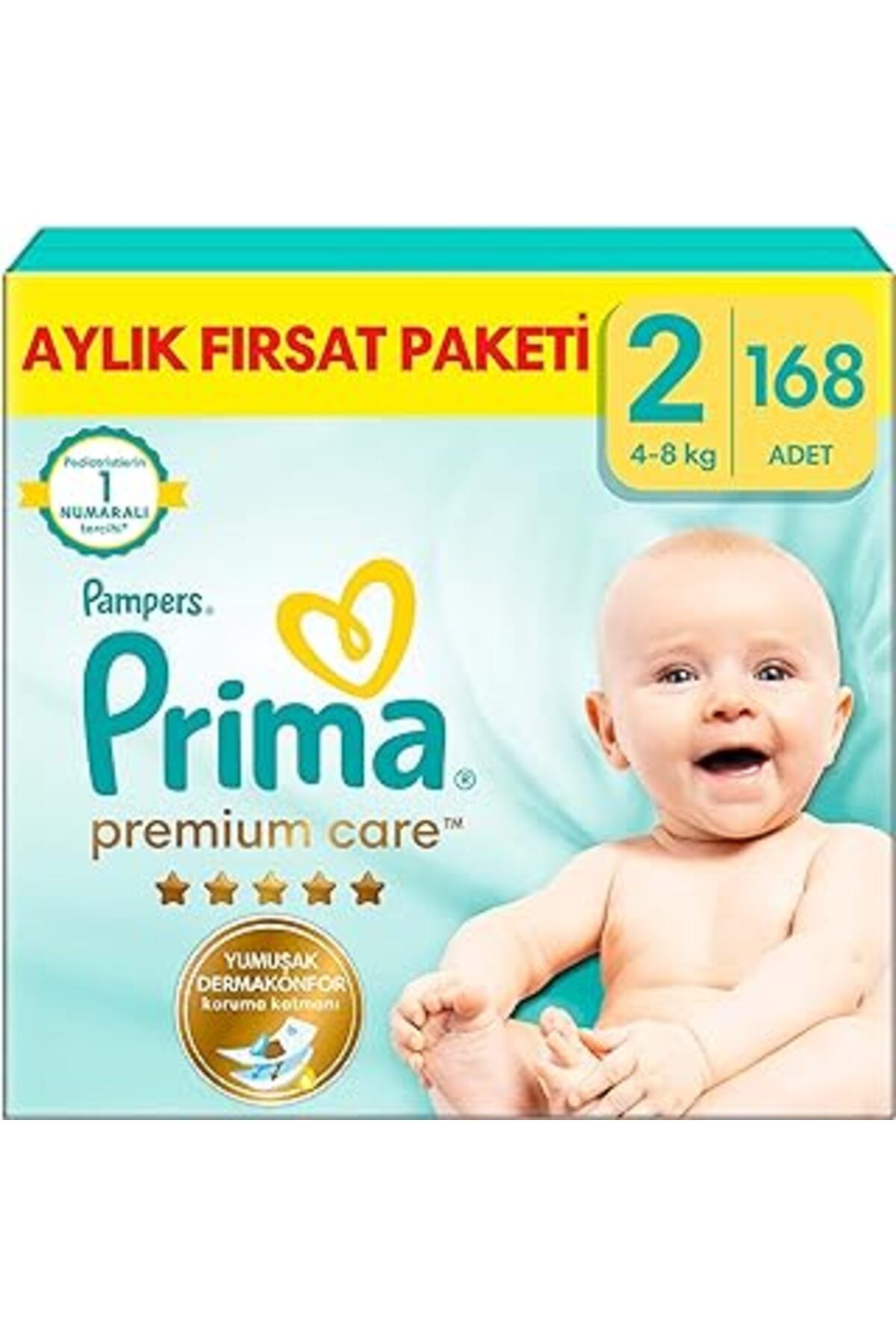 NZM TİCARET Bebek Bezi Premium Care 2 Numara 168 Adet Aylık Fırsat Pak