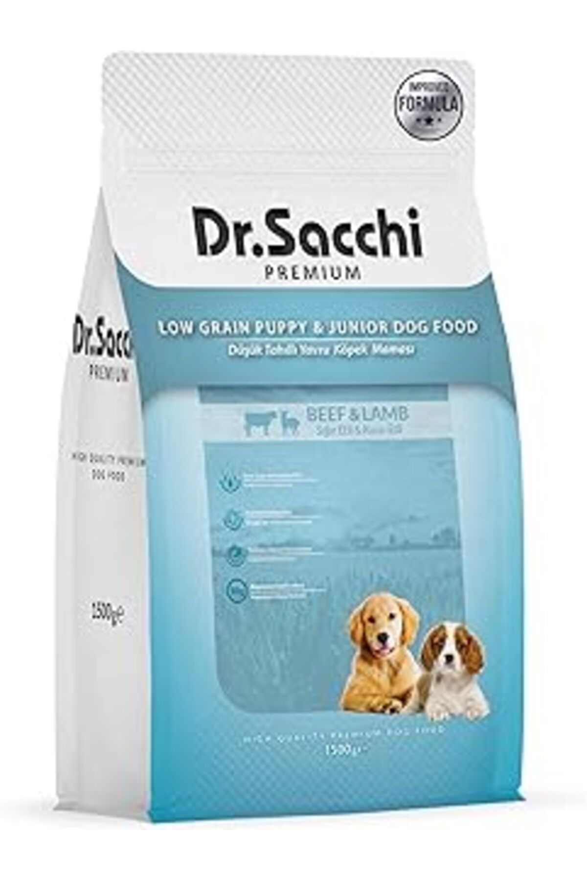 shop Dr.Sacchi Premium Düşük Tahıllı Sığır Etli Ve Kuzu Etli Düşük Tahıllı Yavru Köpek S 1,5 Kg