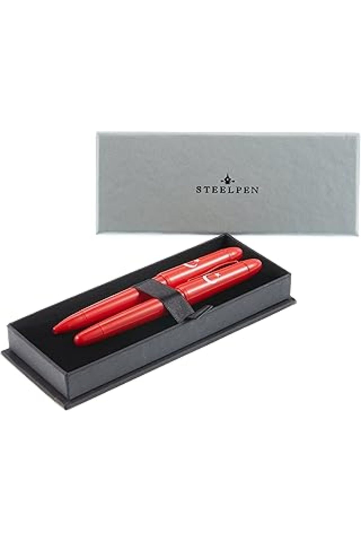Mu Art Steelpen Pearl Serisi 4500 Kırmızı Bayrak Dolma Kalem + Tükenmez Kalem Set