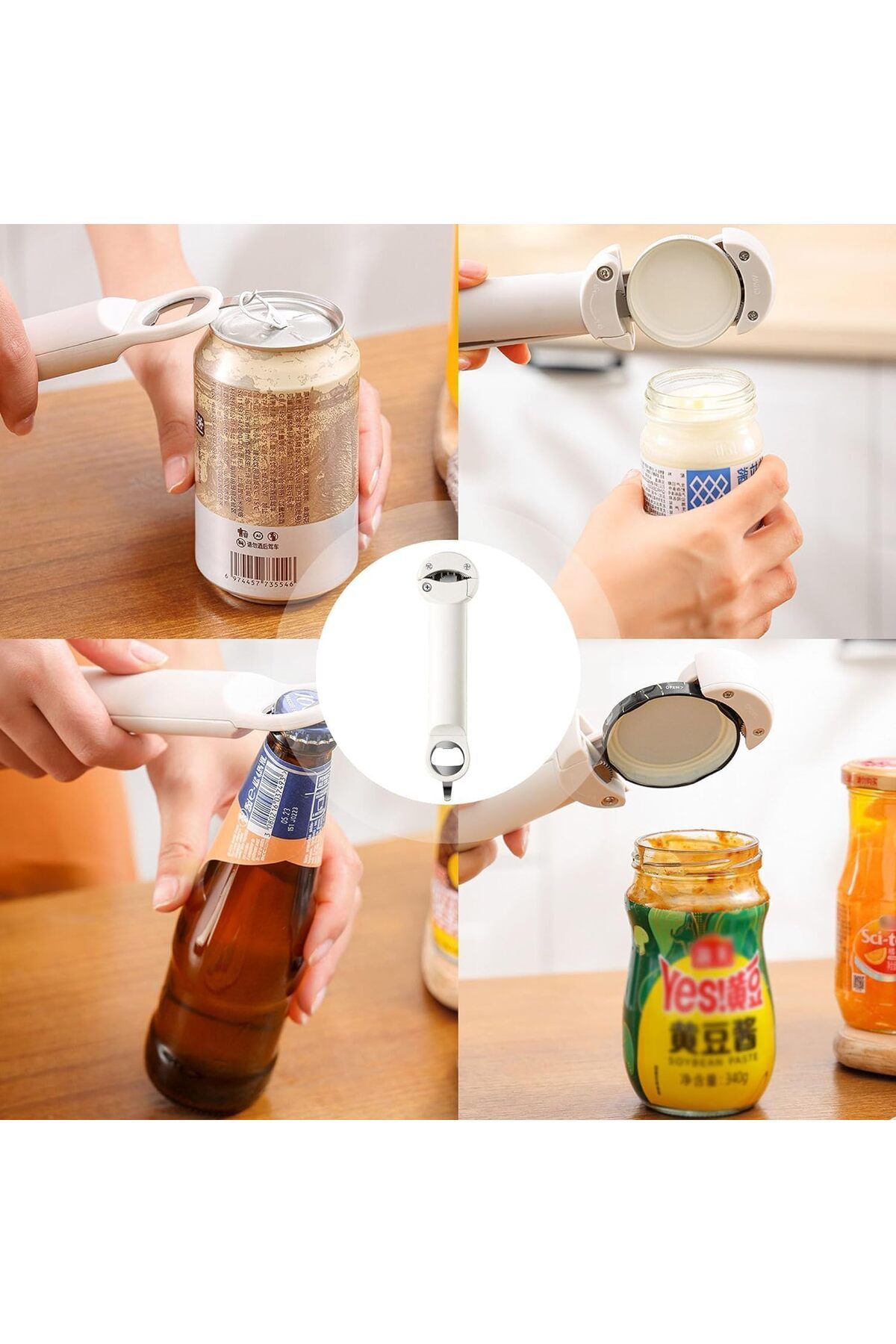 COOYA-3 in 1 Multi-Function Retractable Bottle Opener, Portable Reusable Magnetic Wall Mounted Jar Opener 5
