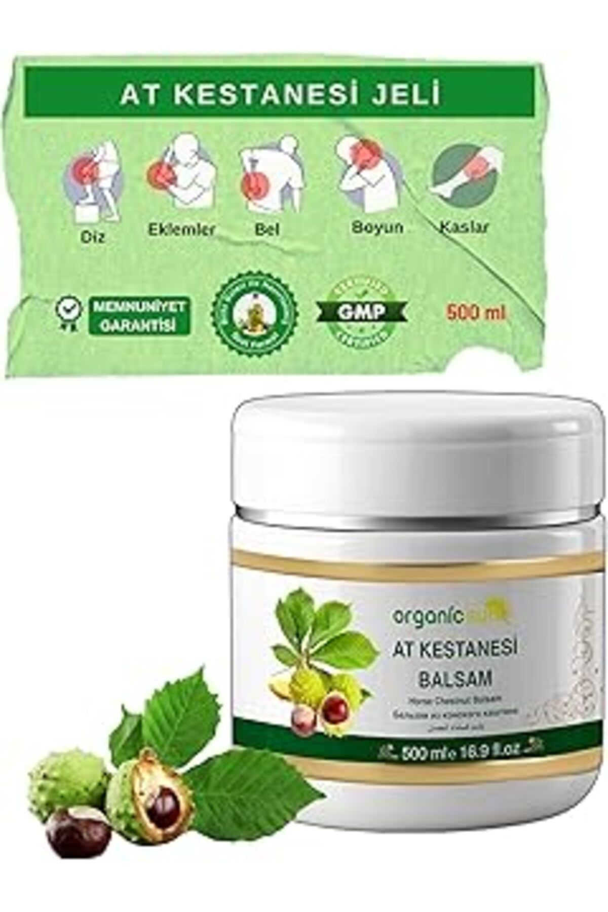 NZM TİCARET Organicsun At Kestanesi Balsamı Jeli Kas Ve Eklem Besleyici Masaj Kremi 500 Ml