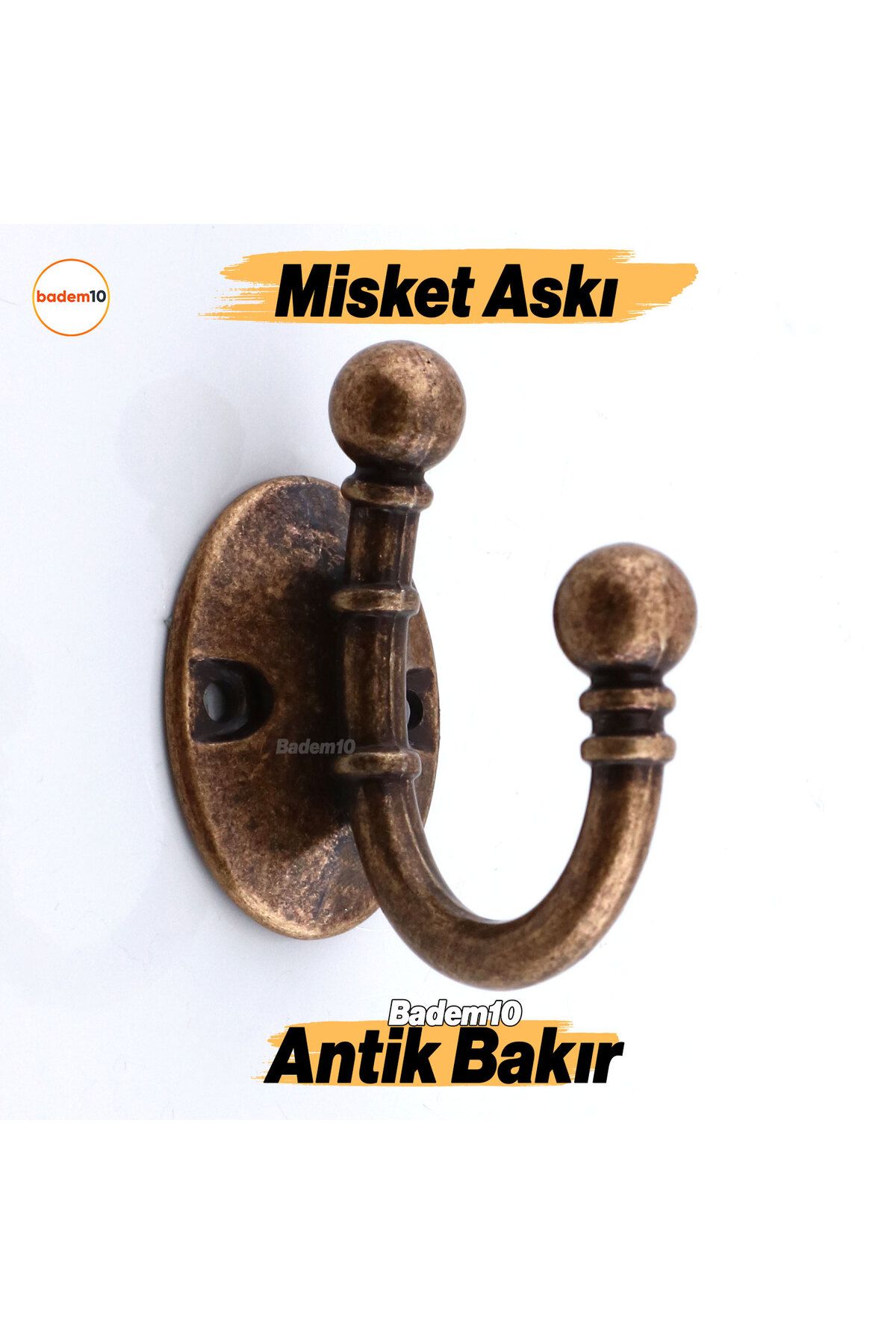 Badem10 Misket Askı Antik Bakır Vestiyer Dolap Askılık Askılığı Duvar Banyo Mutfak Elbise Çanta Askısı