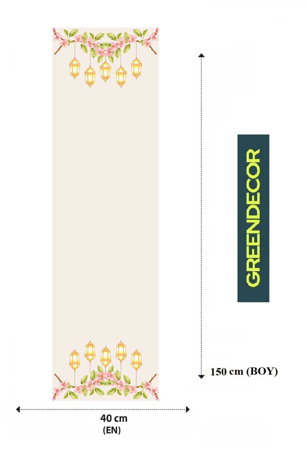 GREENDECOR-Crescent Star Moon Leaf Mosque Ramadan Themed Special Design Digital Printed Table Runner Stylish Table Cloth 1