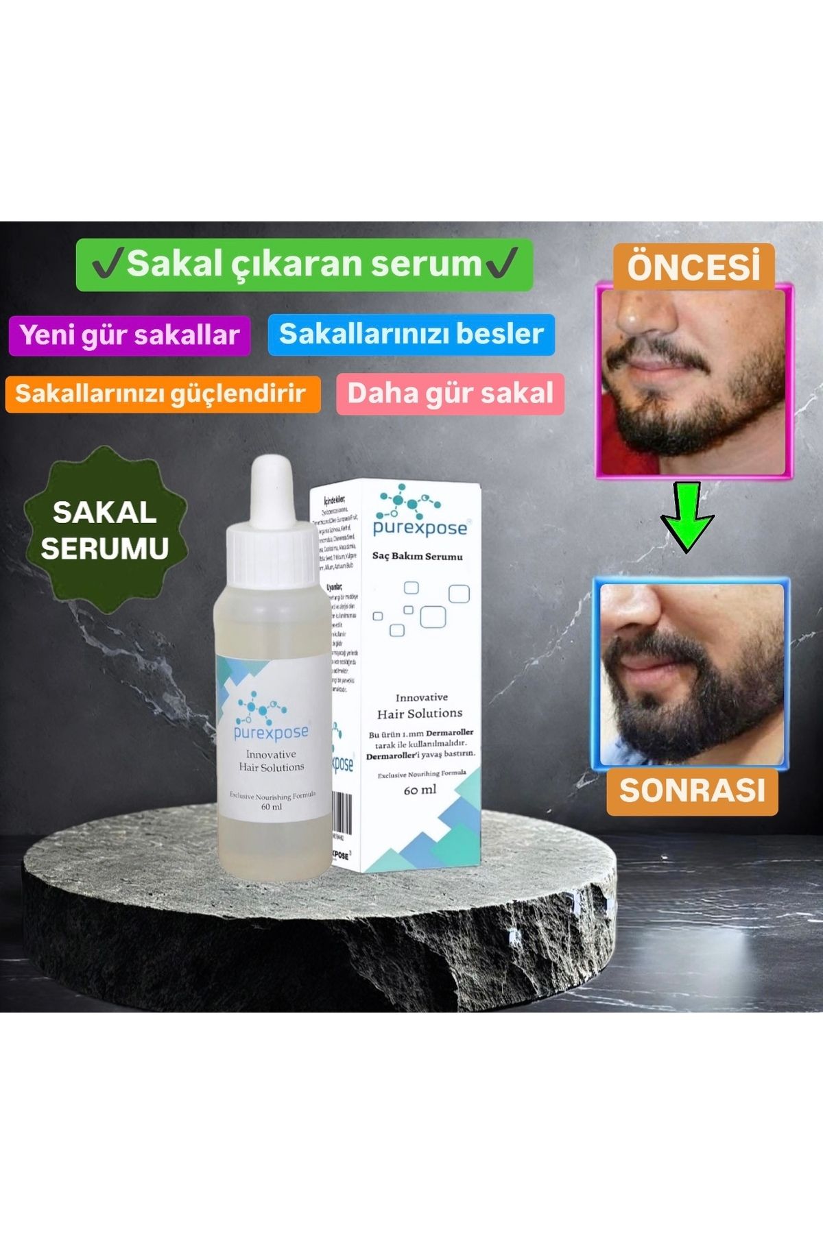 Sakal Çıkarmaya Yardımcı Serumu & Bıyık Bakım Serumu - 1 Adet