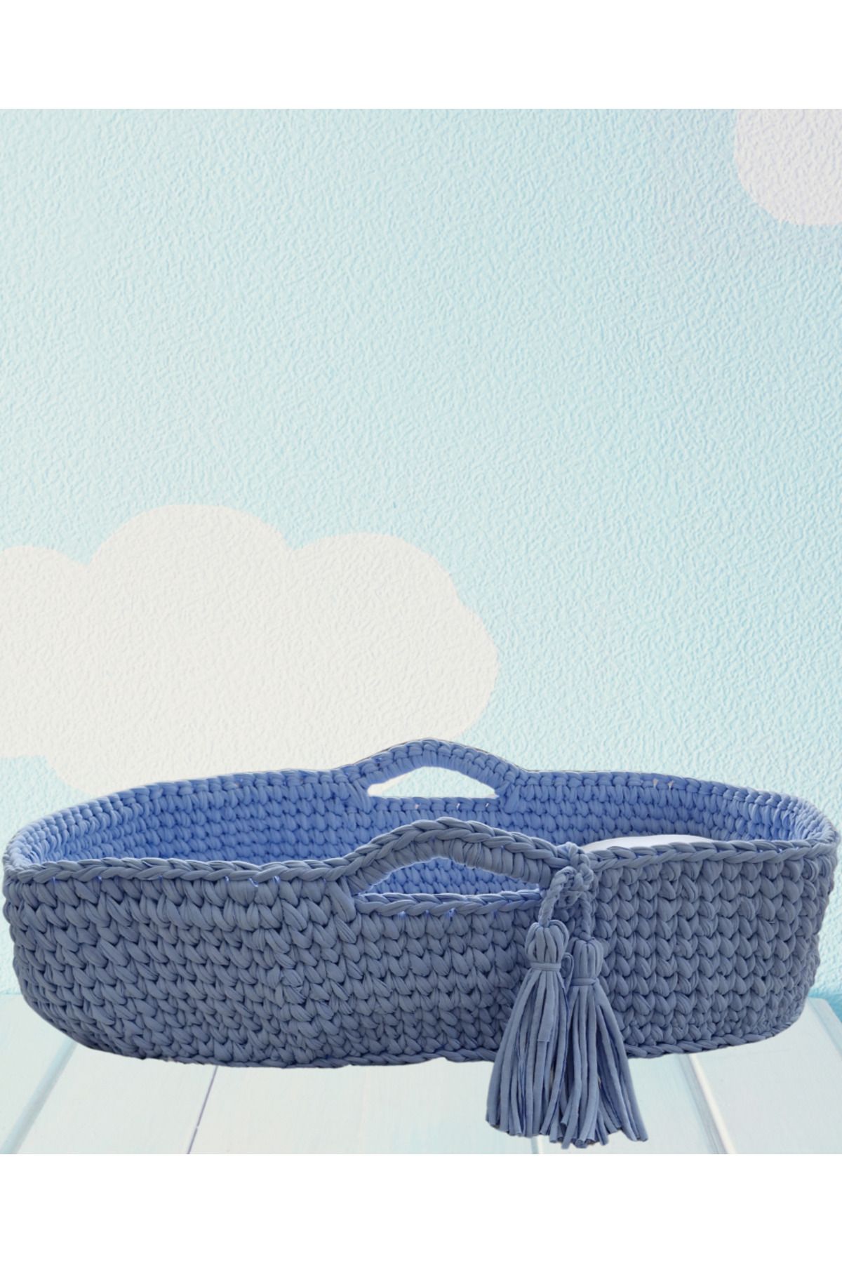 Naturalp Örgü Bebek Puseti - Puset Beşik - Bebek Yatağı - Moses Basket - Ana Kucağı - Baby Nest