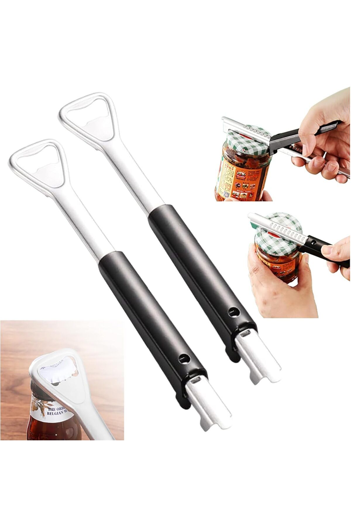 COOYA-2 Pack Adjustable Jar Opener for Weak Hands, 2 in 1 Adjustable Jar Opener Multi-function Can Opener 1
