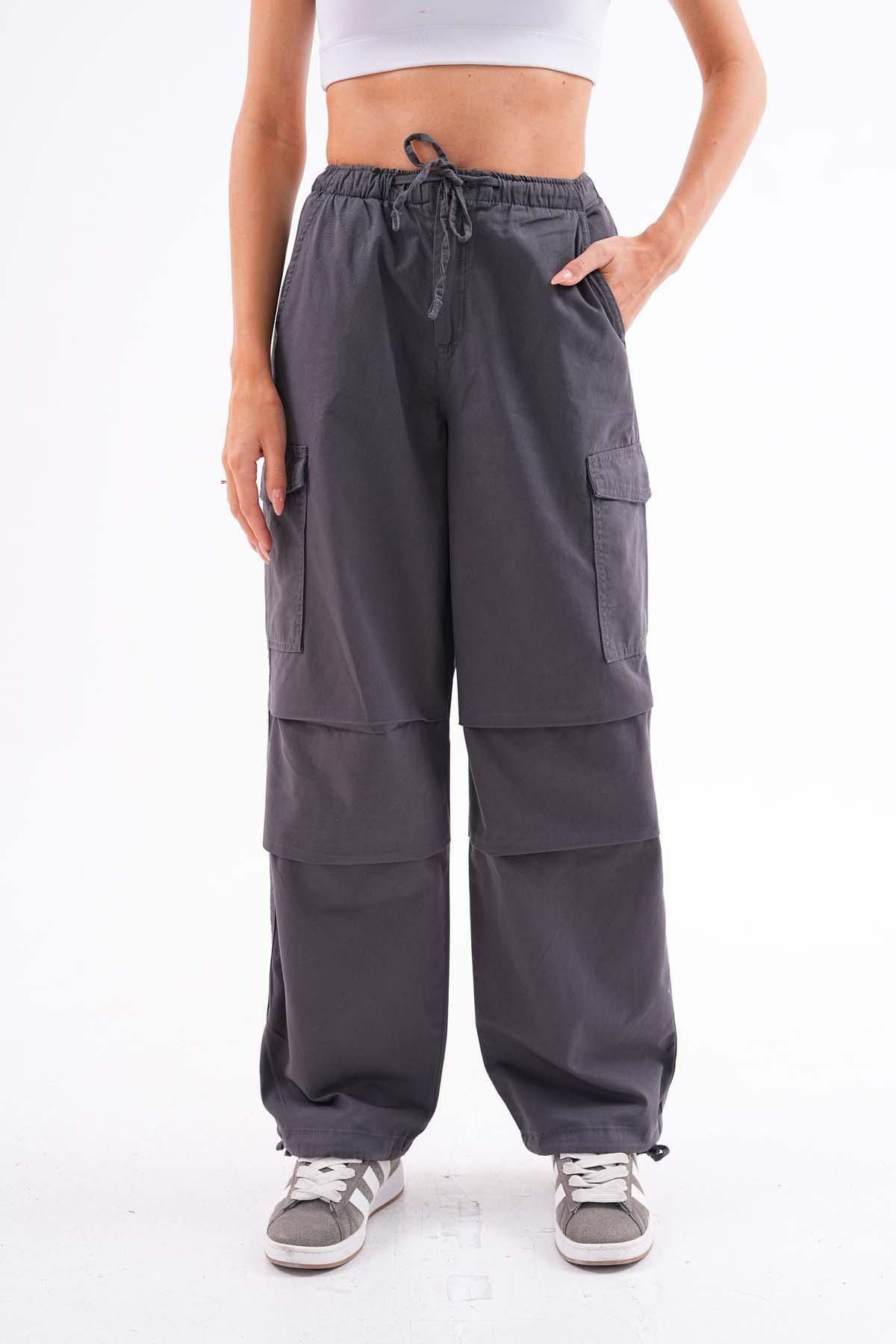 ŞİMAL-Pantaloni de parașuta cu buzunar cargo pentru femei 245036   - 3