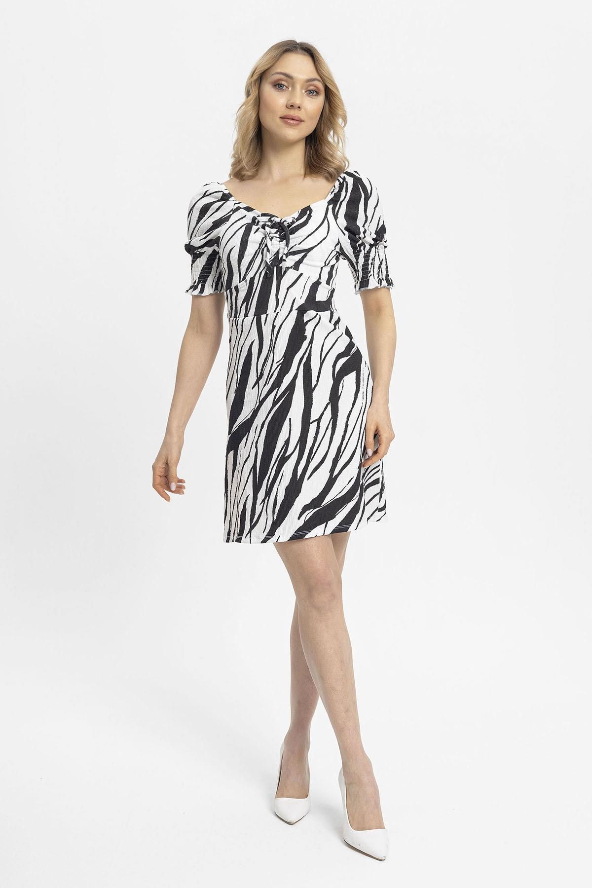 ŞİMAL-Women's Detailed Floral Patterned Dress - 250035 2