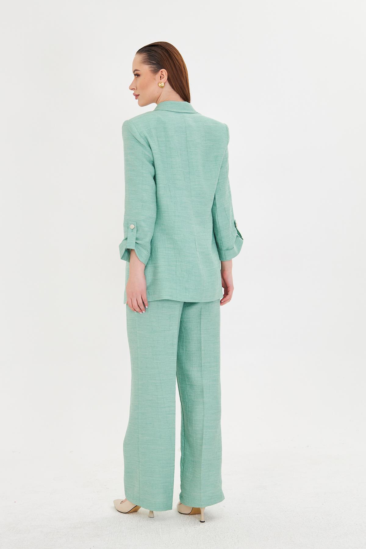LOVELF-Seersucker Fabric Handle Drawstring Suit Water Green 7
