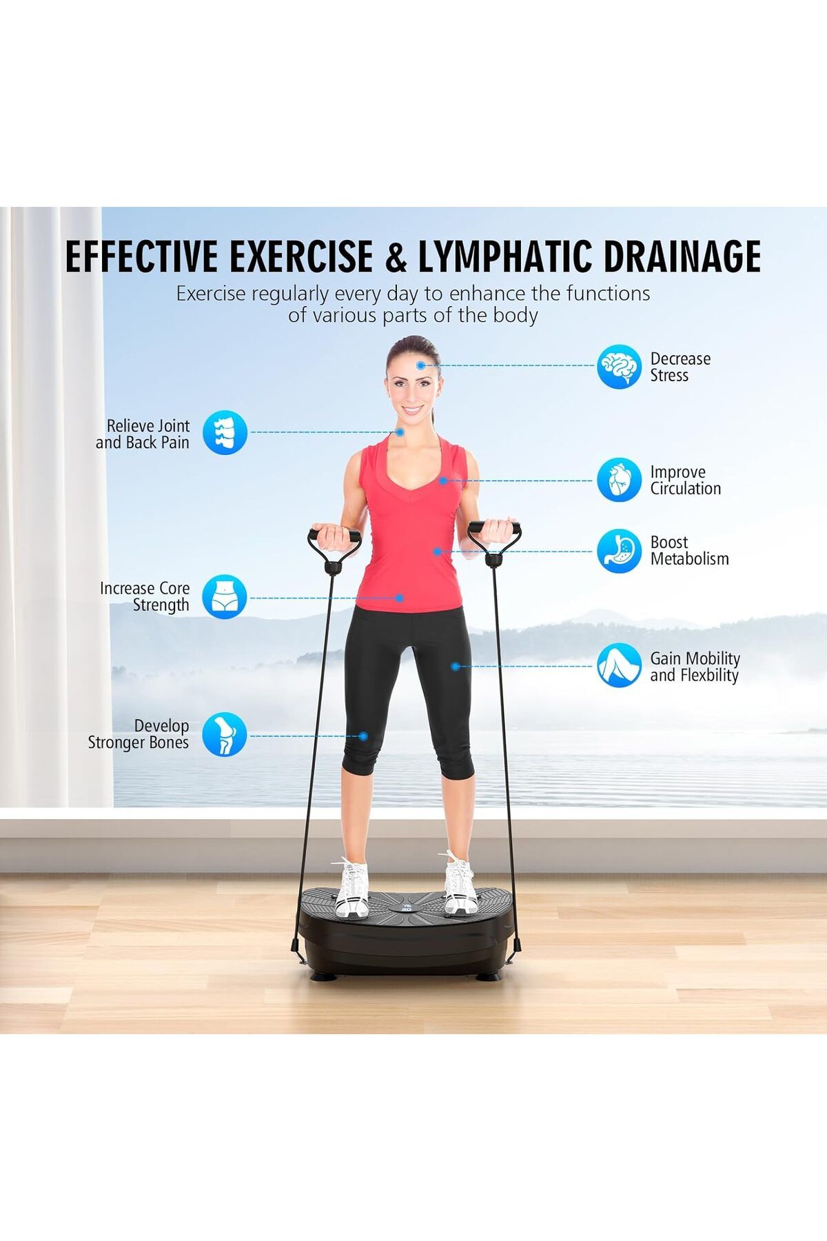 ETG-Vibration Plate Exercise Machine, Portable Full Body Vibration Platform for Lymphatic Drainage 4