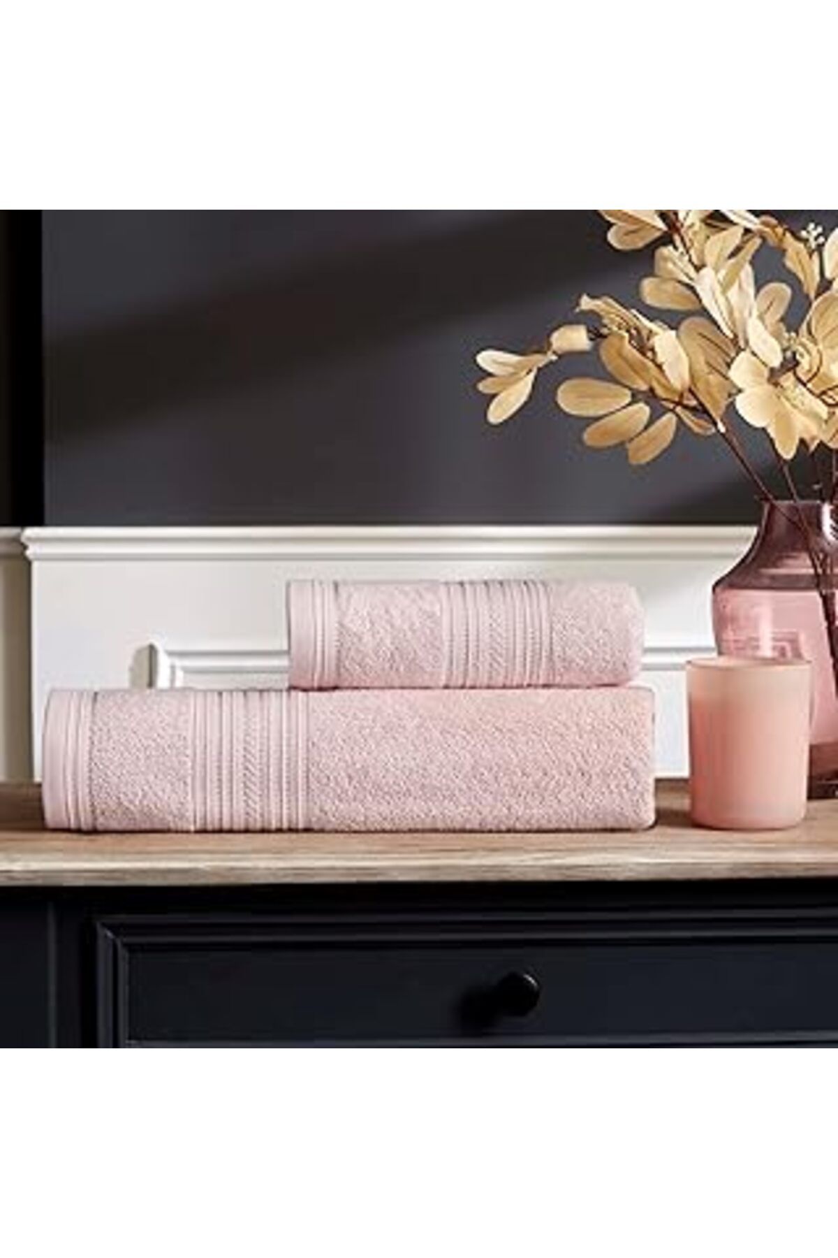 Roses Store Taç Bamboo Rail Düz%60 Pamuk%40 Bambu Banyo Havlusu, Pembe, 50X90 Cm